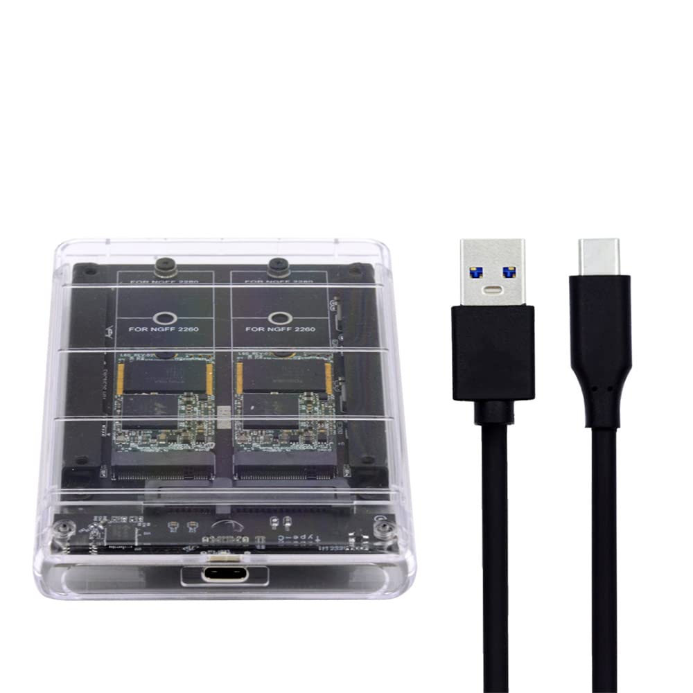 【送料無料】NFHK デュアル NGFF B+M キー M.2 SSD カード JOBD Raid0 スパンブリッジ USB3.0 Type-C USB-C 2.5inch SATA コンボエンクロージャへ