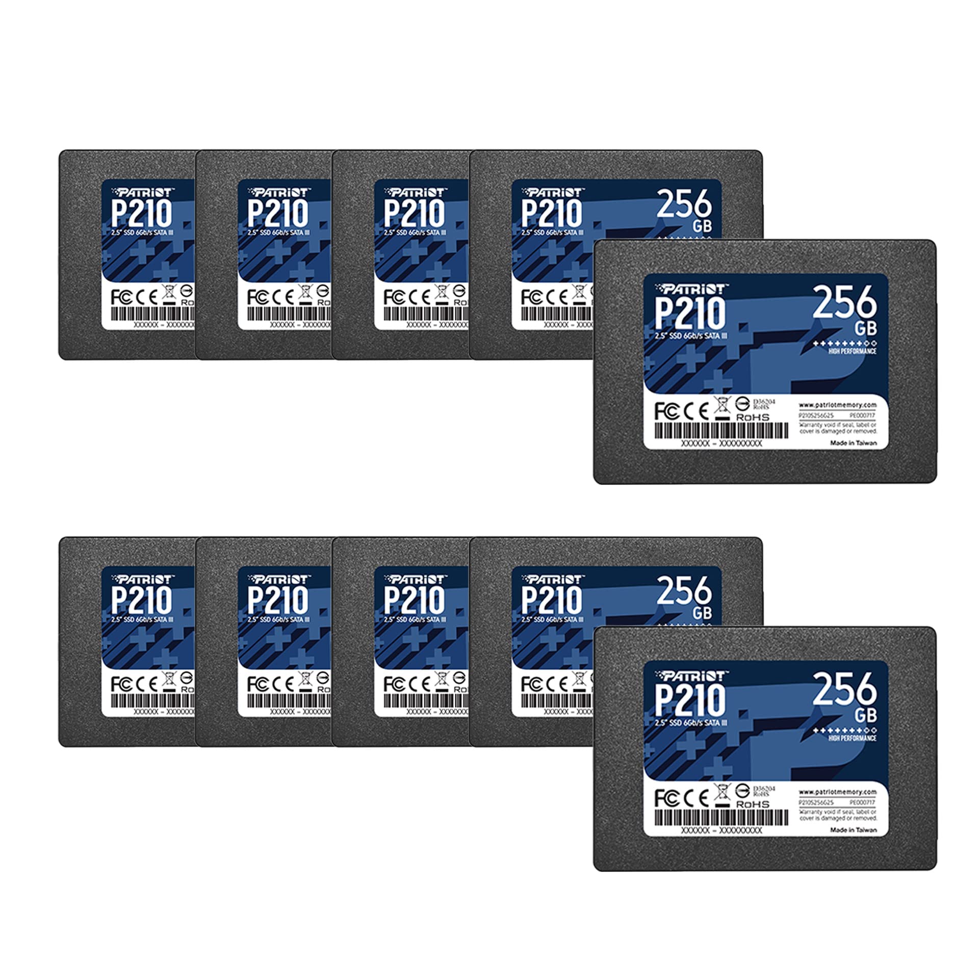 【送料無料】Patriot P210 SATA 3 256GB SSD 2.5 Inch Internal Solid State Drive 10 Pack, Lot of 10 - P210S256G2510