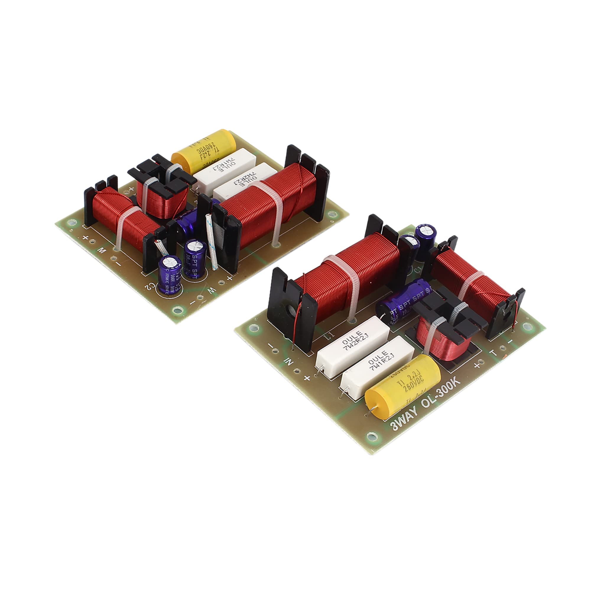 【送料無料】ACROPIX クロスオーバーフィルター 周波数分周器 180W HiFi 3ウェイスピーカーシステム ホワイト レッド イエロー 2個