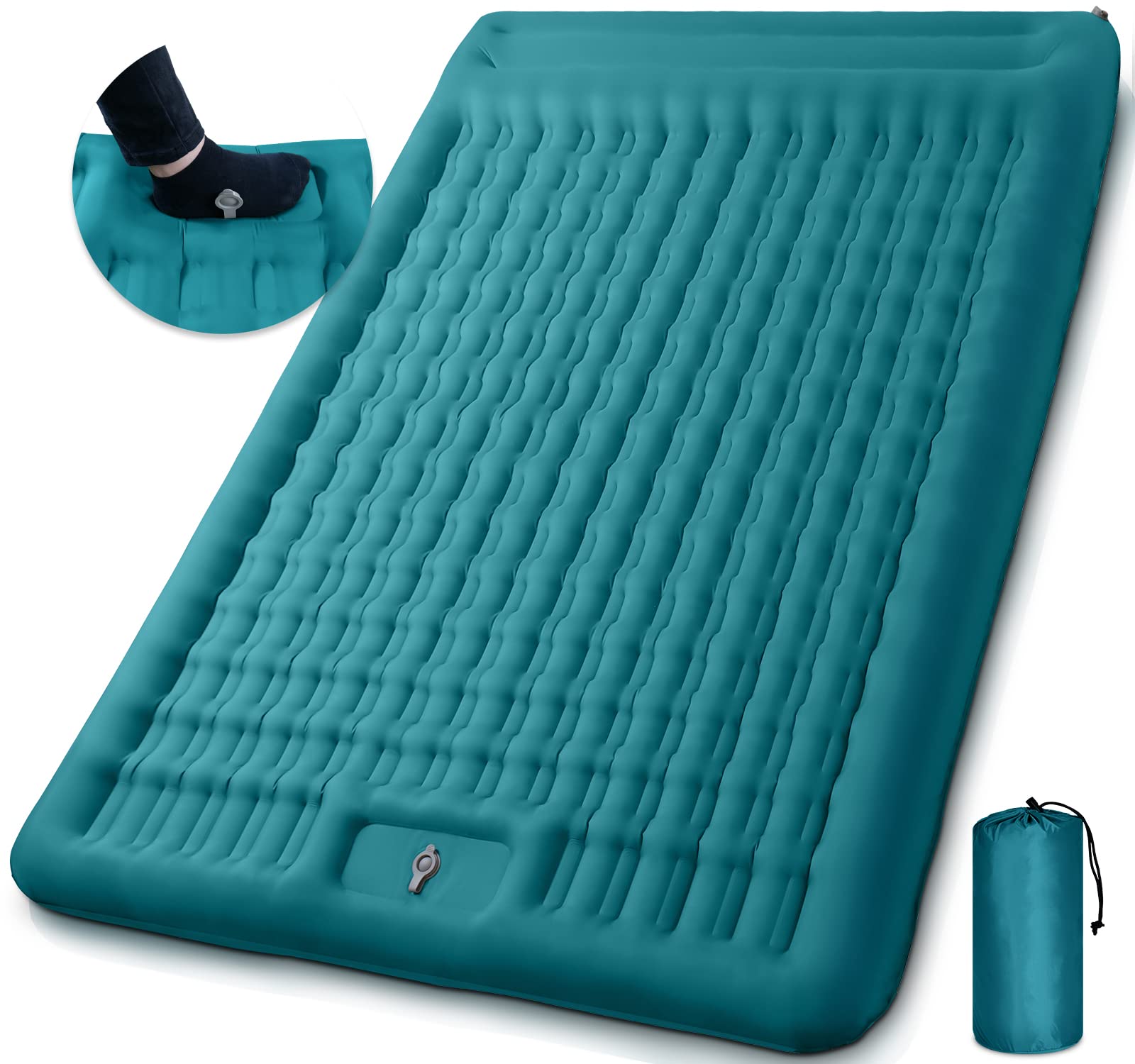 楽天ハローディア楽天市場店【送料無料】GDREAMT ダブル エアーマット キャンプ マット コンパクト 幅広135cm 厚さ12cm エアマット 2人用 枕付き 寝心地よい 厚手 持ち運び便利 収納袋付き アウトドア用 車中泊用 キャンプ用品
