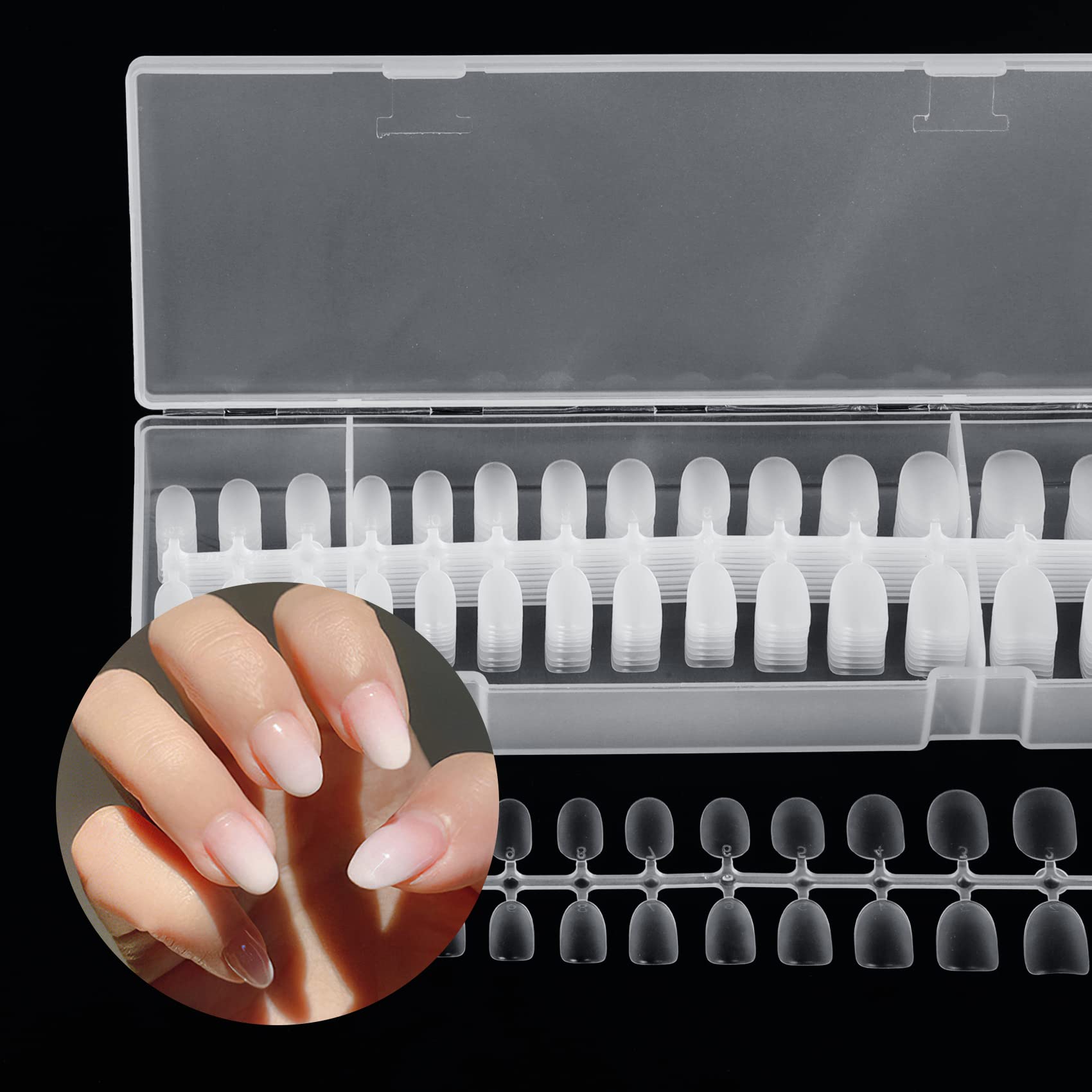 【送料無料】Annhua ネイルチップ 透明 艶消 大容量 300枚 オーバル ショート ネイルちっぷ 練習用 付け爪 ネイル長さだし 透明ネイルチップ 無地 超薄 ネイルチップクリア サンディング済み ジェルチップ ネイル用品 ケース付き