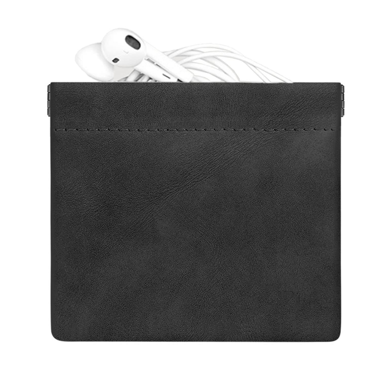 【送料無料】【NOUKAJU】イヤホンケース イヤホンポーチ 収納袋 ジュエリーポーチ シリコン 保護ケース 撥水加工 防塵 ステンレス金具 部ベルベット ICカード 現金 コイン入れ アクセサリーポーチ ジュエリー イヤホン 収納 ケース ミニポーチ 携帯用 (ブラック W:80mm