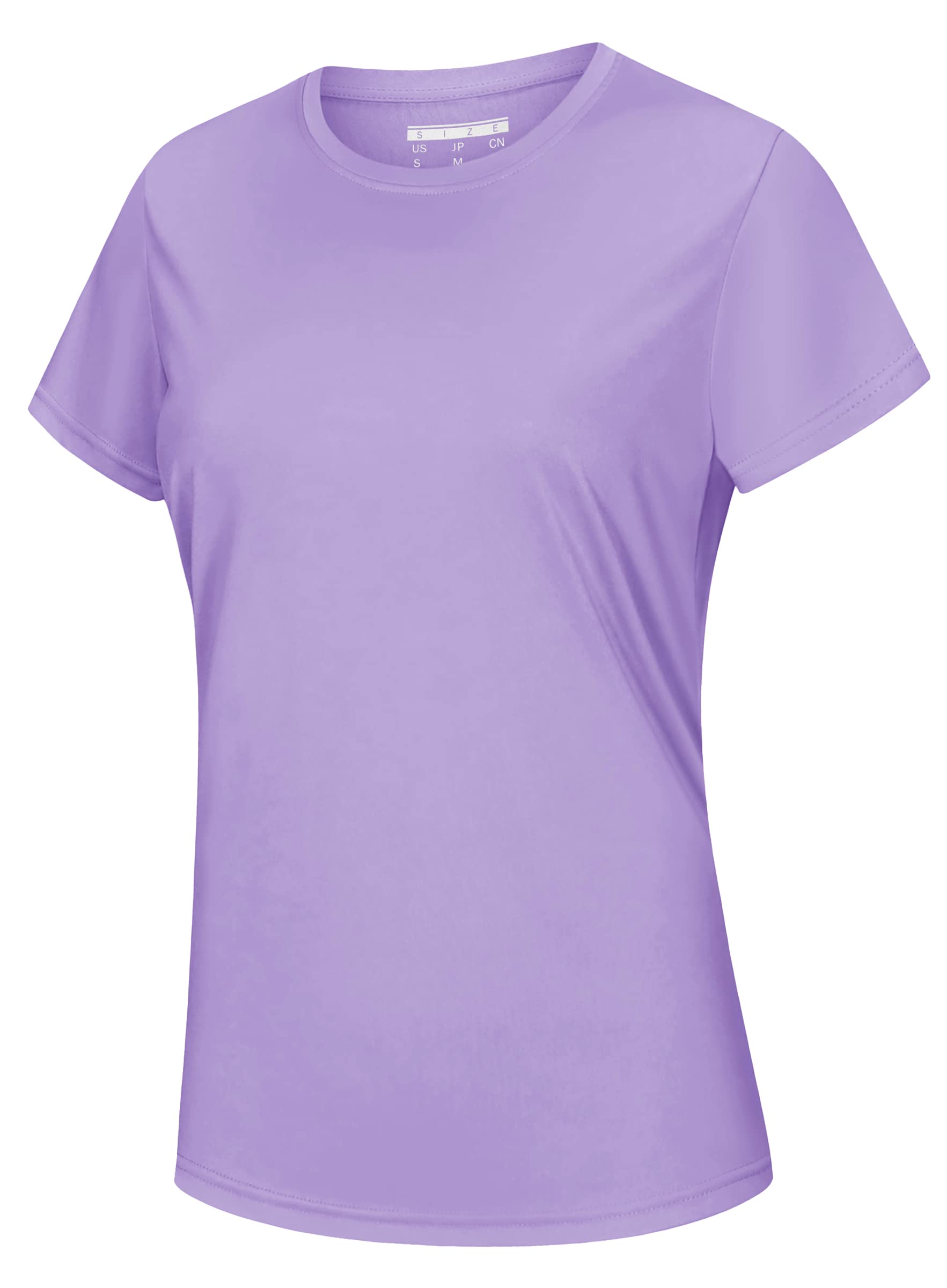 【送料無料】[KEFITEVD] 半袖tシャツ レディース 丸首 肌着 無地 ティーシャツ 軽量 uvカット スポーツシャツ 吸汗速乾 作業着 ジムウェア 上着 快適 ライトパープル L