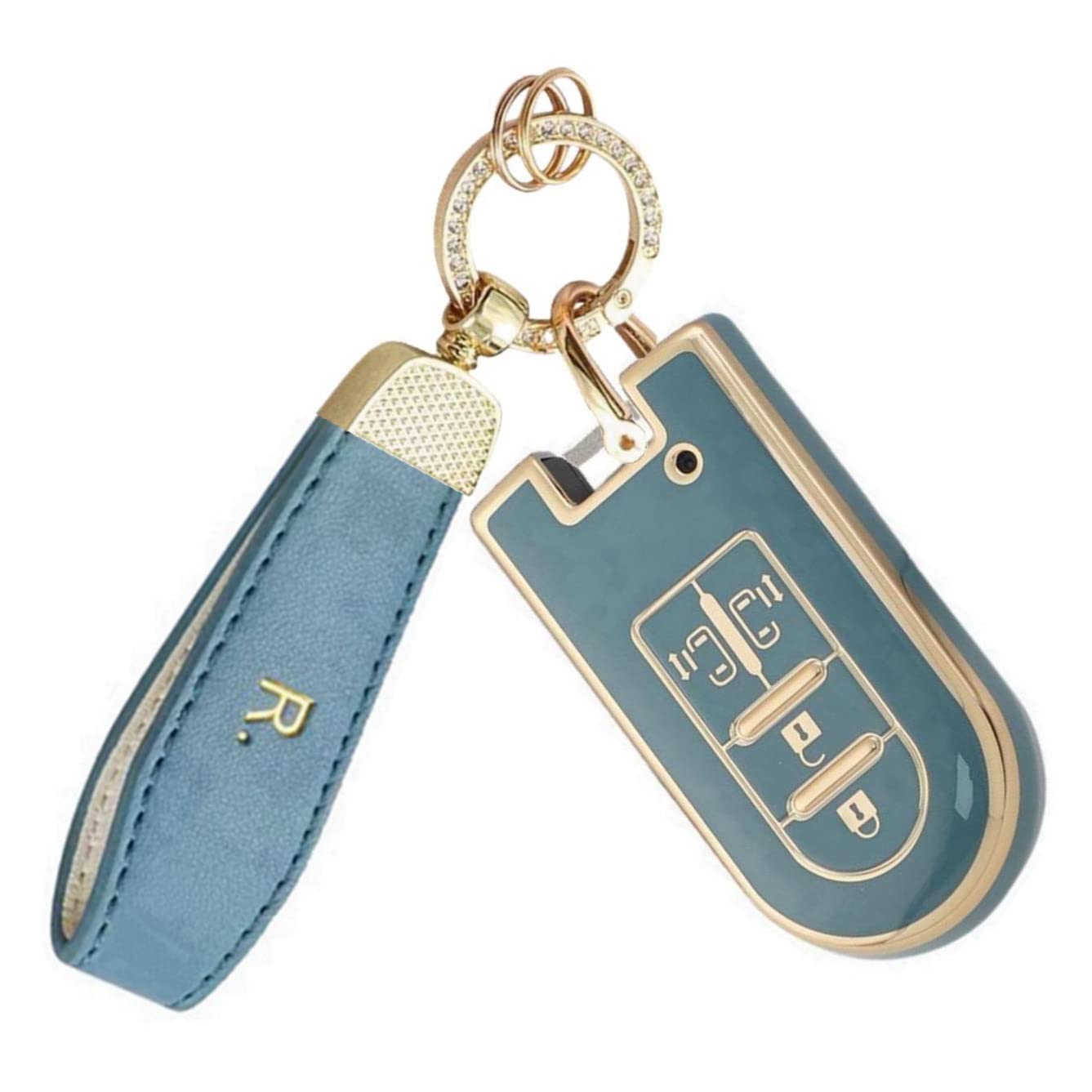 【送料無料】[YANMW] キーケース適合トヨタダイハツ タンク ルーミー キー カバー タント タントカスタム ウェイク 新型ムーヴ キャンバス ムーヴカスタム スマートキーケース (4ボタン、青)