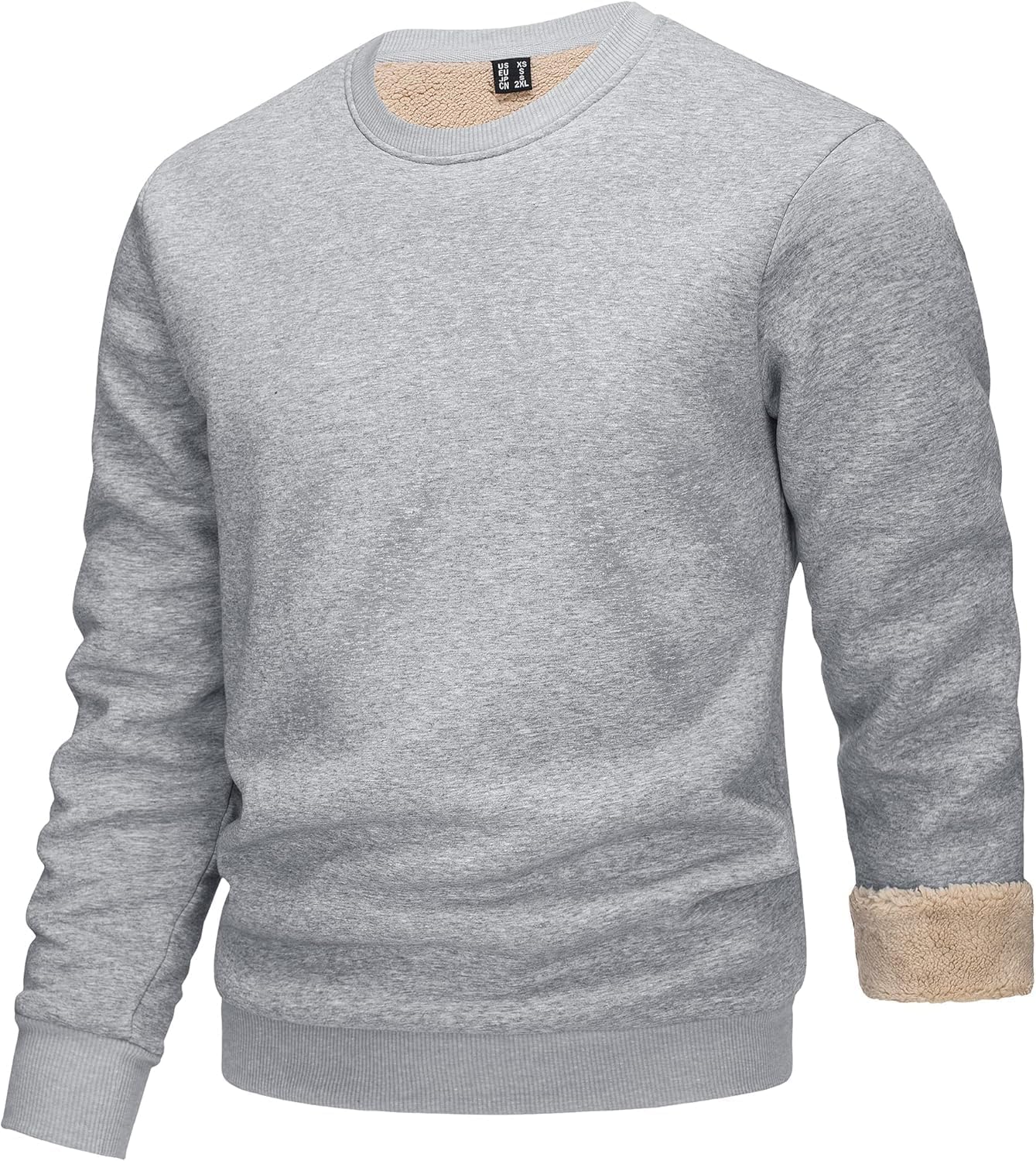 楽天ハローディア楽天市場店【送料無料】[KEFITEVD] スウェット 防寒 トレーナー メンズ プルオーバー パーカー スポーツウェア 長袖 ゆったり 上着 裏起毛 あったか アウトドア ライトグレー JP S