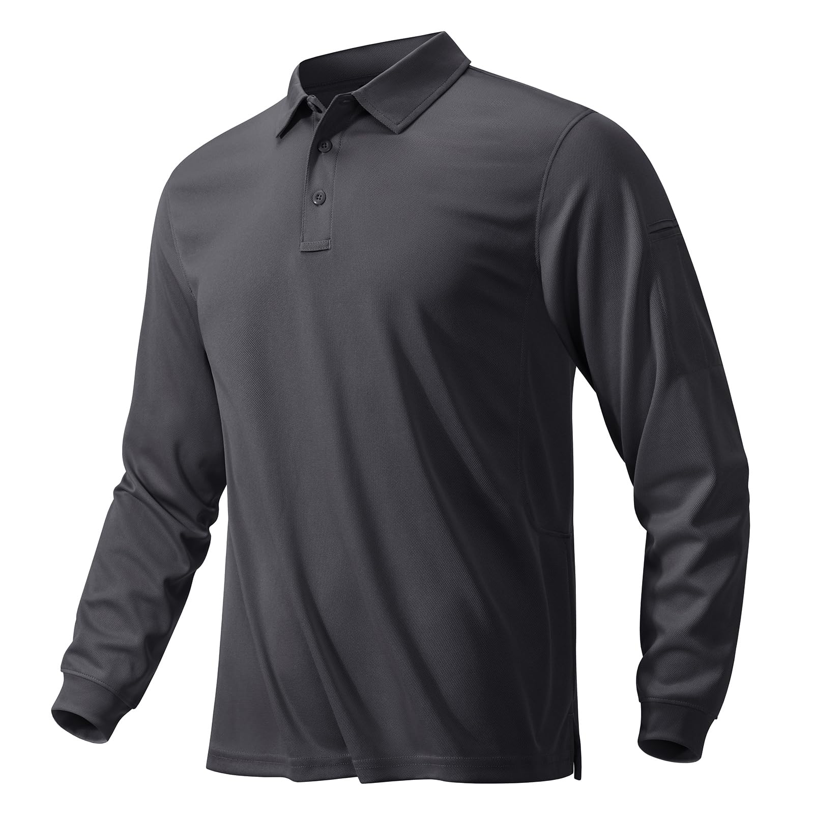 【送料無料】[KEFITEVD] ゴルフ ポロシャツ 長袖 メンズ 吸汗速乾 ワークシャツ ストレッチ ビジネス トップス ゆったり 無地 ドライ 仕事着 かっこいい ダークグレー 2XL