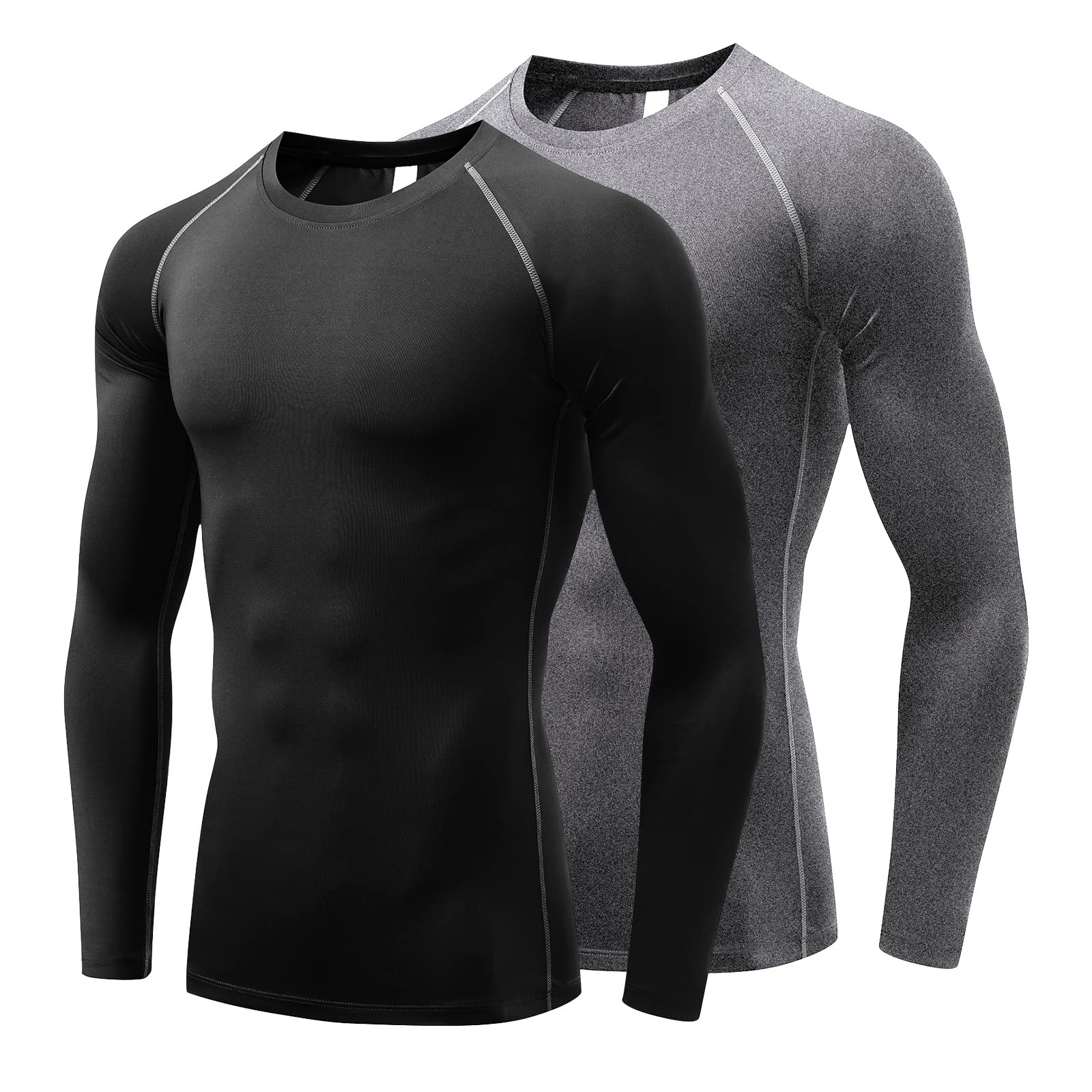 【送料無料】sillictor コンプレッション トップス メンズ 長袖 パワーストレッチ アンダー シャツ コンプレッション ウェア [UVカット + 吸汗速乾] 323bg二枚セット 3XL