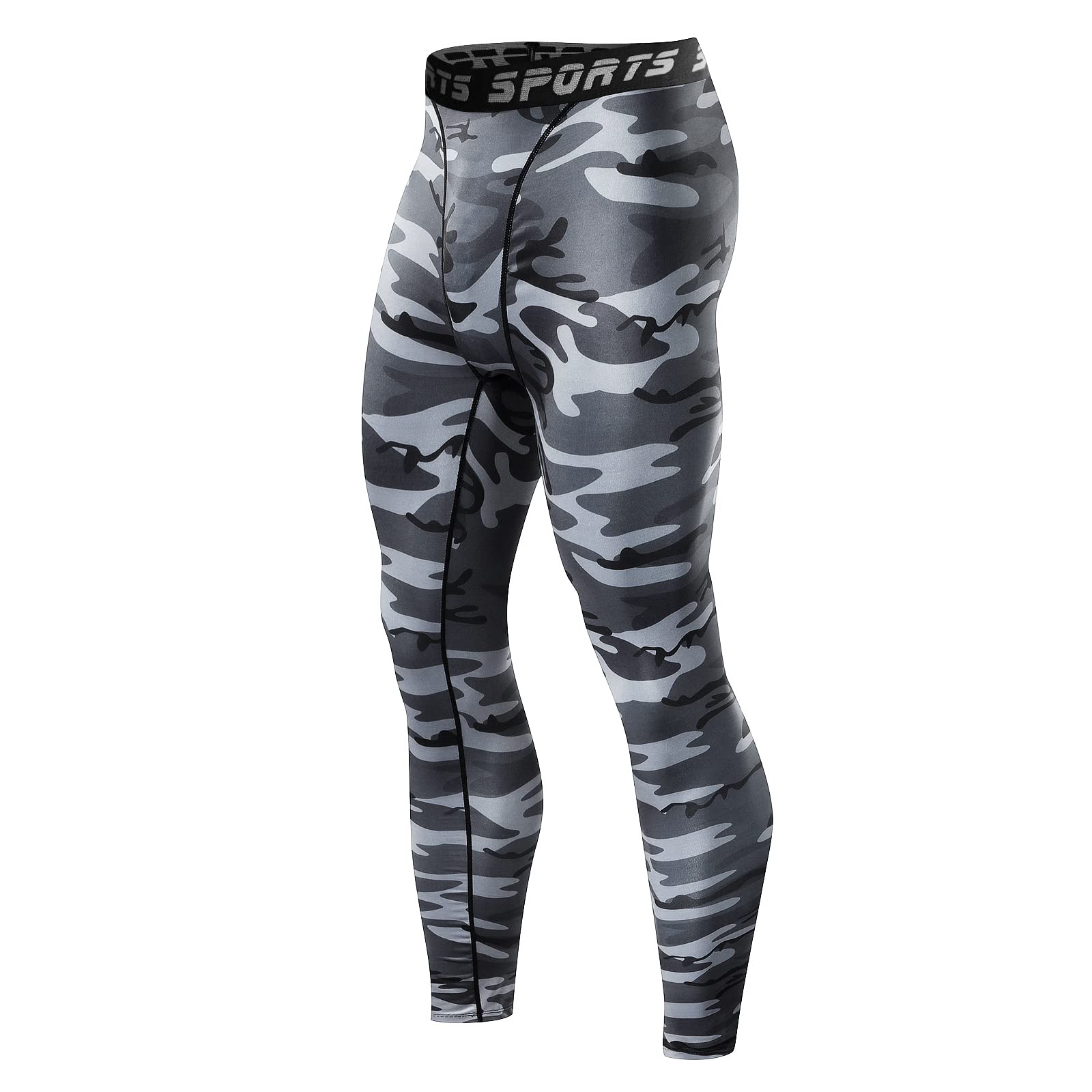 【送料無料】sillictor スポーツタイツ メンズ パワーストレッチ ロング アンダーウェア コンプレッション タイツ [UVカット + 吸汗速乾] 迷彩 グレー3316gr-3XL