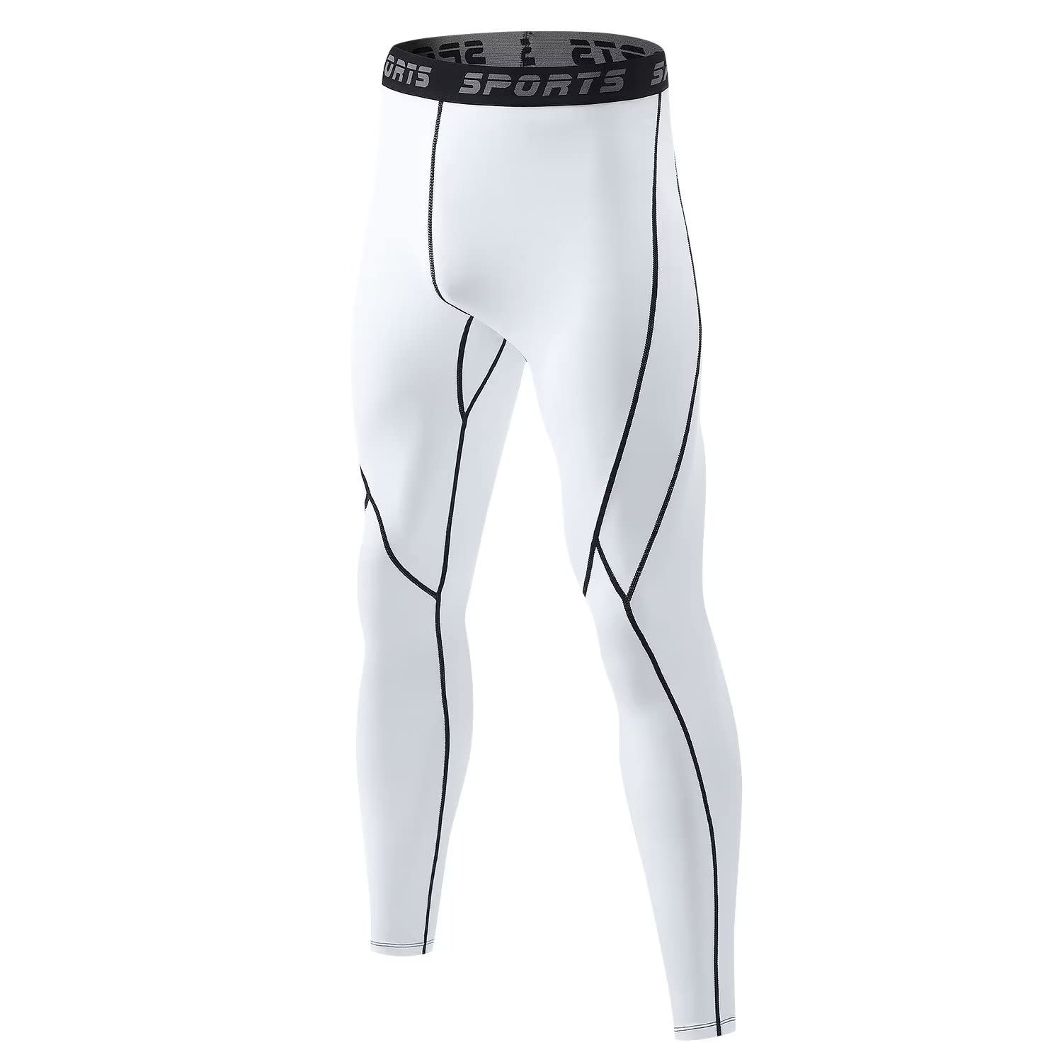 【送料無料】[Sillictor] スポーツタイツ メンズ パワーストレッチ ロング アンダーウェア コンプレッション タイツ [UVカット + 吸汗速乾] D009wh-blk-2XL