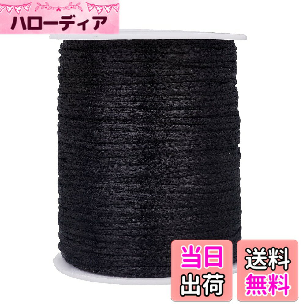 【送料無料】PH PandaHall 紐 手芸 結び紐 ナイロン糸 線 約100m 直経約2mm ナイロンロープ 編み ブレスレット ハンドメイド 手芸用品 アクセサリーパーツ 手作り 材料 素材 黒