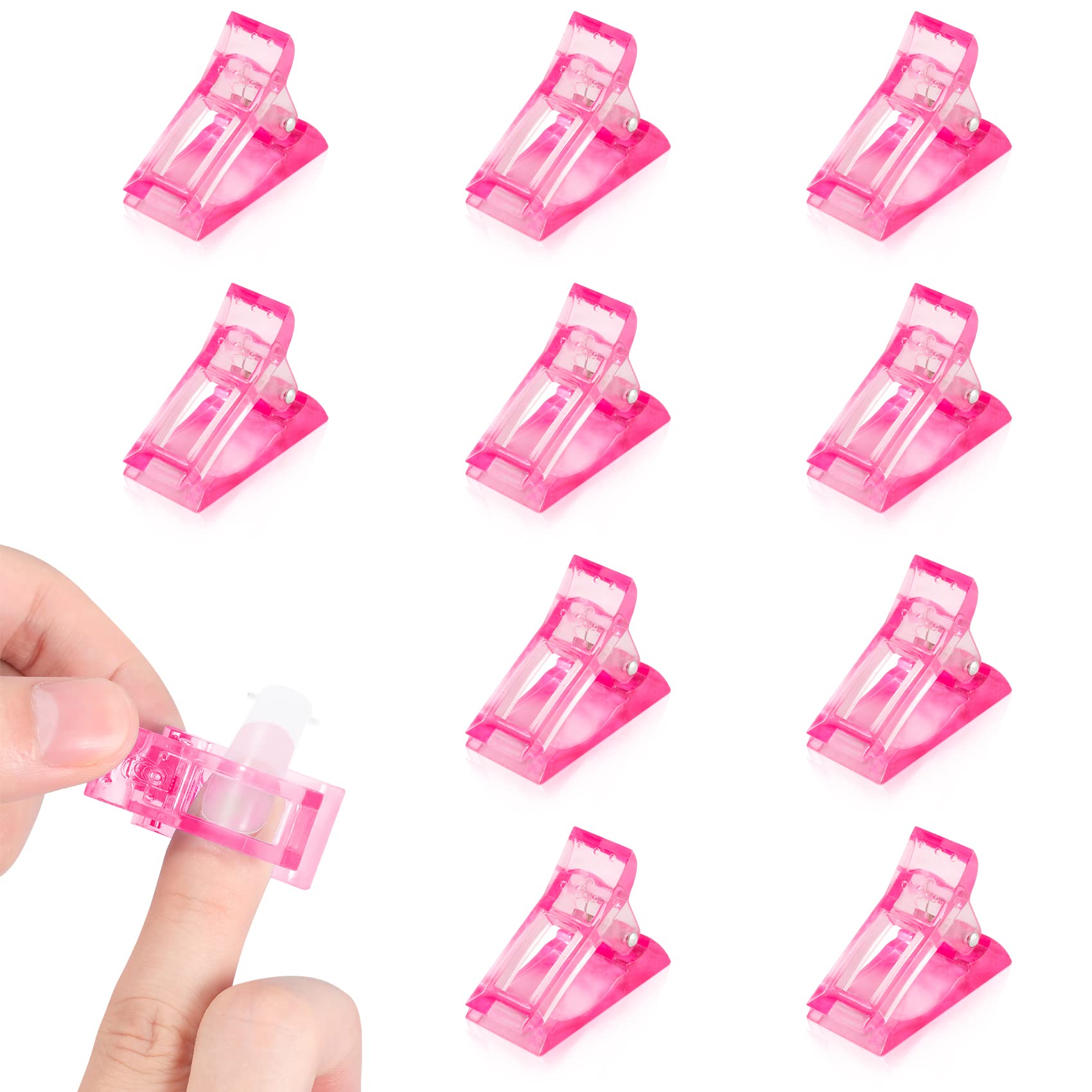 【送料無料】Annhua ネイルクリップ ポリジェル クリップ 10個セット ネイルチップクリップ ネイル延長 プラスチック製 ジェルネイル クリップ ネイル挟む ネイル固定クリップ セルフネイル ピンク