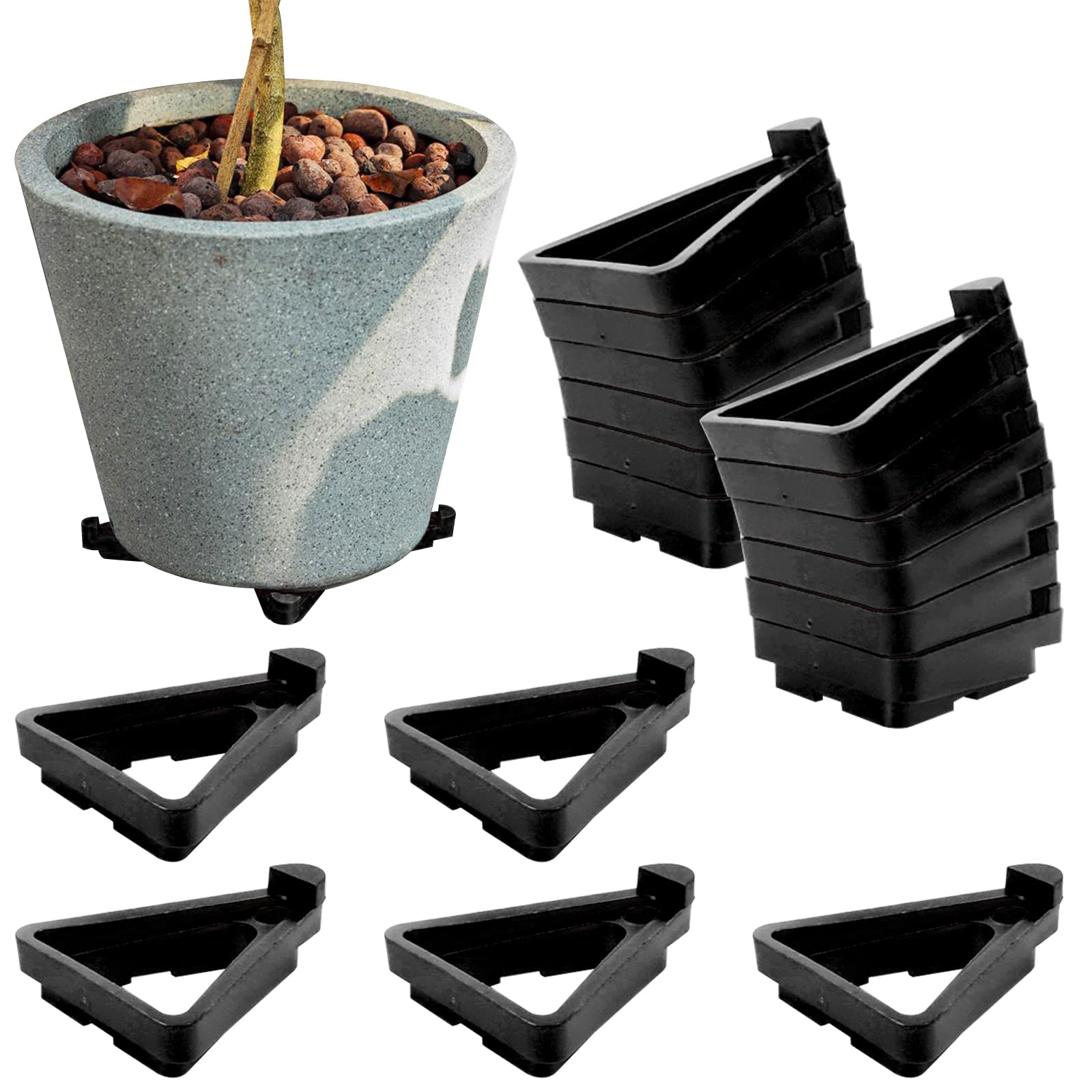 【送料無料】siawadeky 三角形 植木鉢フィート 24個セット 滑り止め ポットキーパー ポットスタンド 鉢..