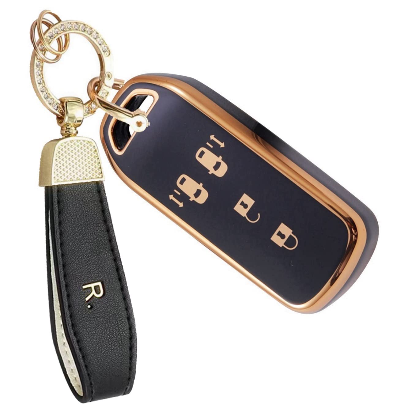 【送料無料】[YANMW] N-BOXキーケース適合ホンダ N-BOX N-ONE N-WGN N-ワゴンキーカバー NBOXカスタム N-VAN JF1 JF2 JF3 JF4キーホルダースマートキーケース 4ボタン(ブラック)