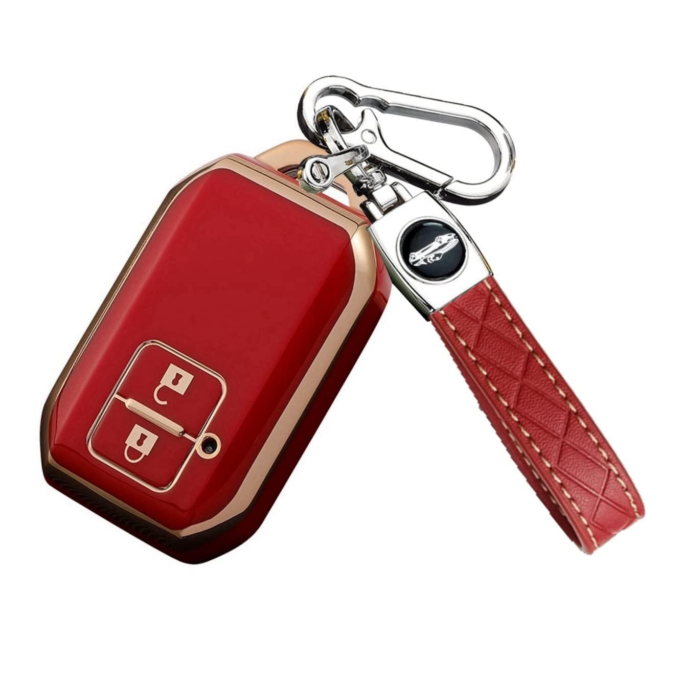 【送料無料】[YANMW] キーケース適合スズキ新型ジムニースイフト ワゴンR スティングレー ジムニー シエラ スマートキーケース キーカバーキーホルダー (2ボタン 赤)
