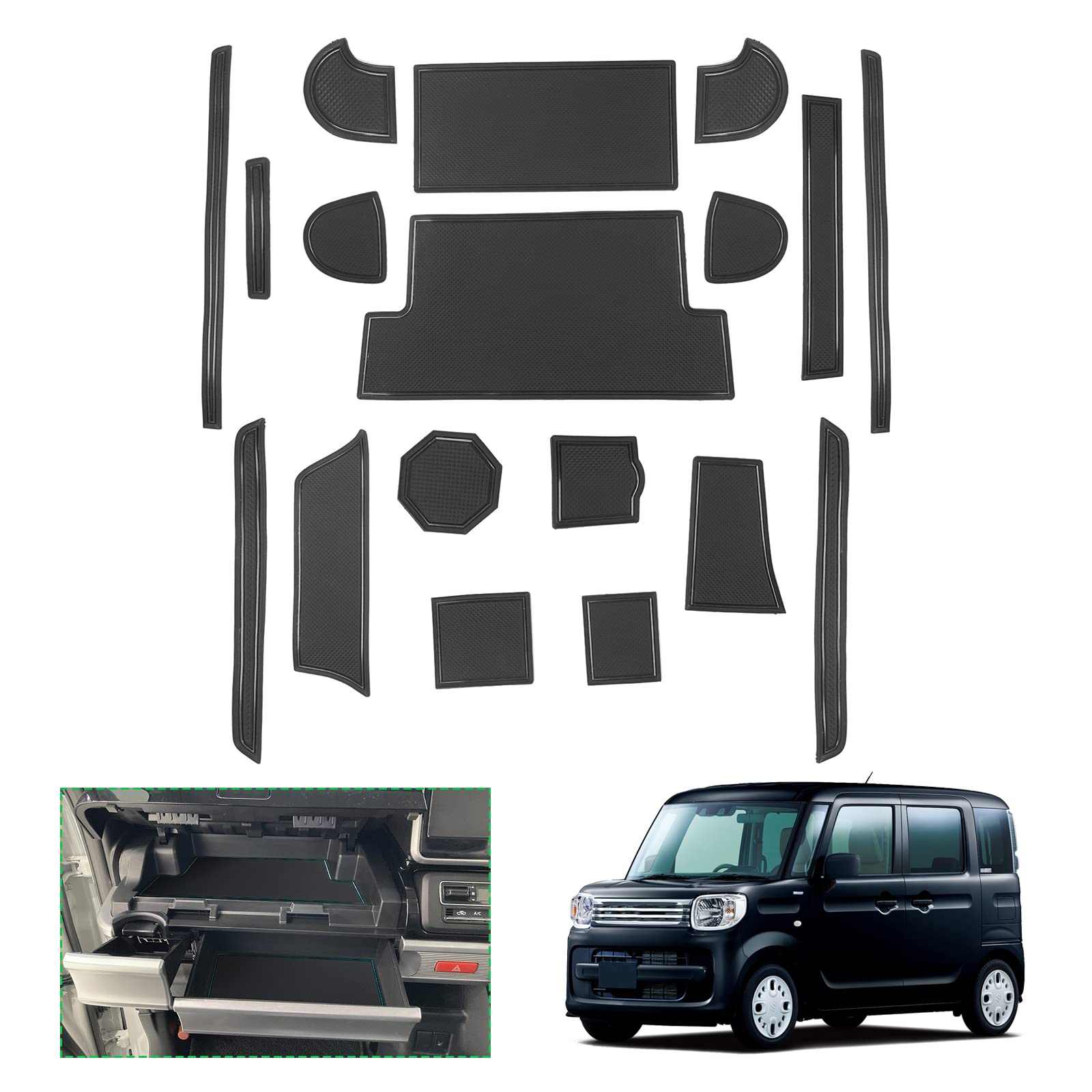 楽天ハローディア楽天市場店【送料無料】【GAFAT】MAZDA フレアワゴン マツダ MM53S型 3代目 2018年〜現行 FLAIR WAGON 新型 専用 ドアポケットマット スタムスタイル タフスタイル ラバーマット ゴム 防音 ドリンクホルダー ドレスアップ インテリアラバーマット 汚れ防止 右ハンドル専用 傷防止