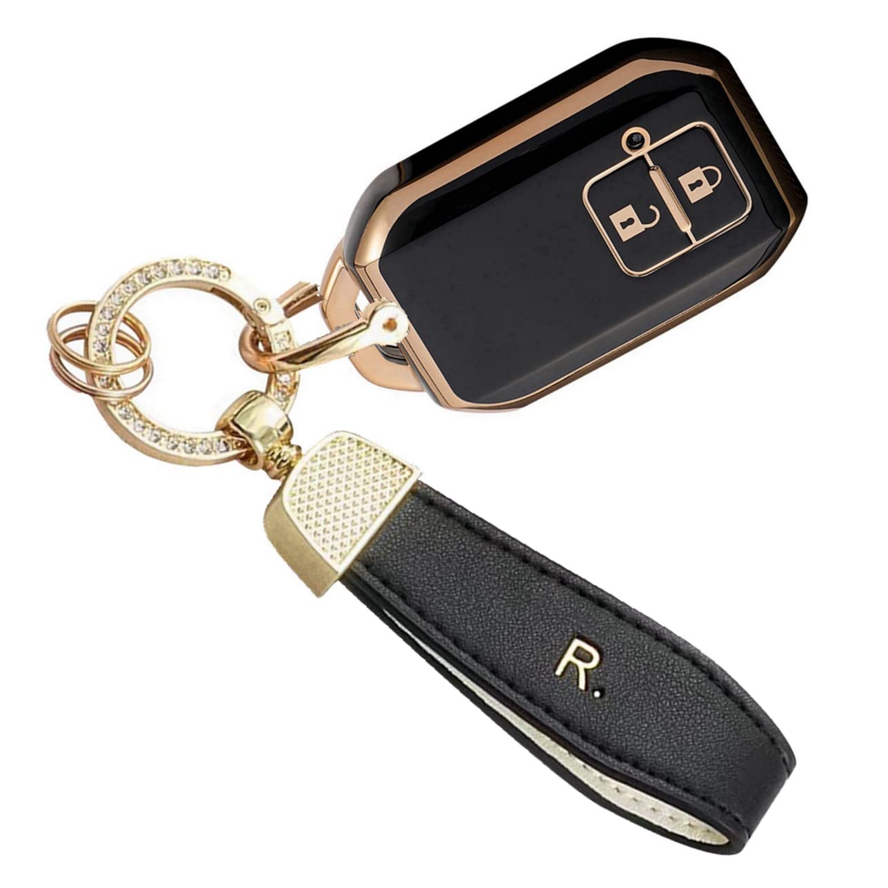 【送料無料】[YANMW] キーケース適合スズキ新型 ジムニースイフト ワゴンR スティングレー ジムニー シエラ スマートキーケース キーカバー キーホルダー TPU (2 ボタン ブラック)