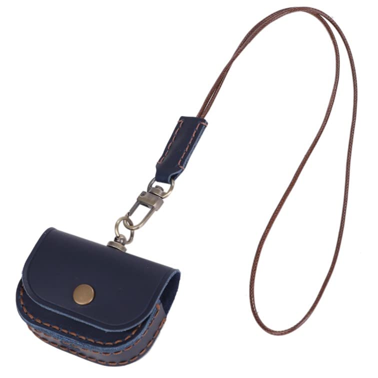 【送料無料】[Hope Retailer] AirPods ケース 革 高級 AirPods PRO プロ レザー 本革 全面保護 ストラップ 耐衝撃 落下防止 エポッズ ケース エアポッド ケース 本物 イヤホン おしゃれ 軽量 airpods カバー ケース (Blue)