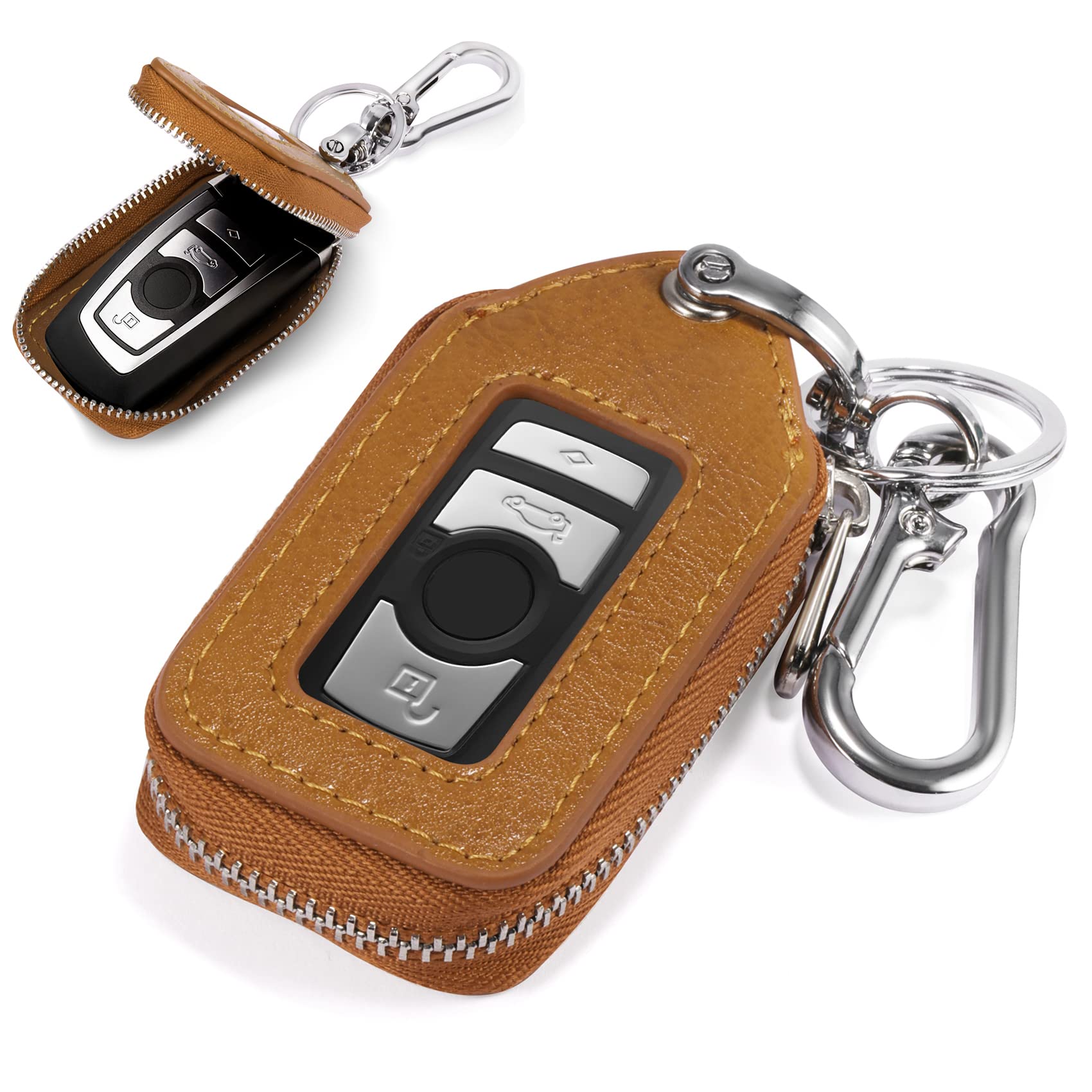 【送料無料】Annhua 各種機種対応 キーホルダー スマートキーケース PUレザー キーケース 男女兼用 キー カバー リレーアタック非対応 リモコンキーケース 汚れ 落下 傷防止 透明窓付き ホンダ マツダ スバル シエンタ ダイハツ トヨタ ヤリスクロス 日産 オレンジ