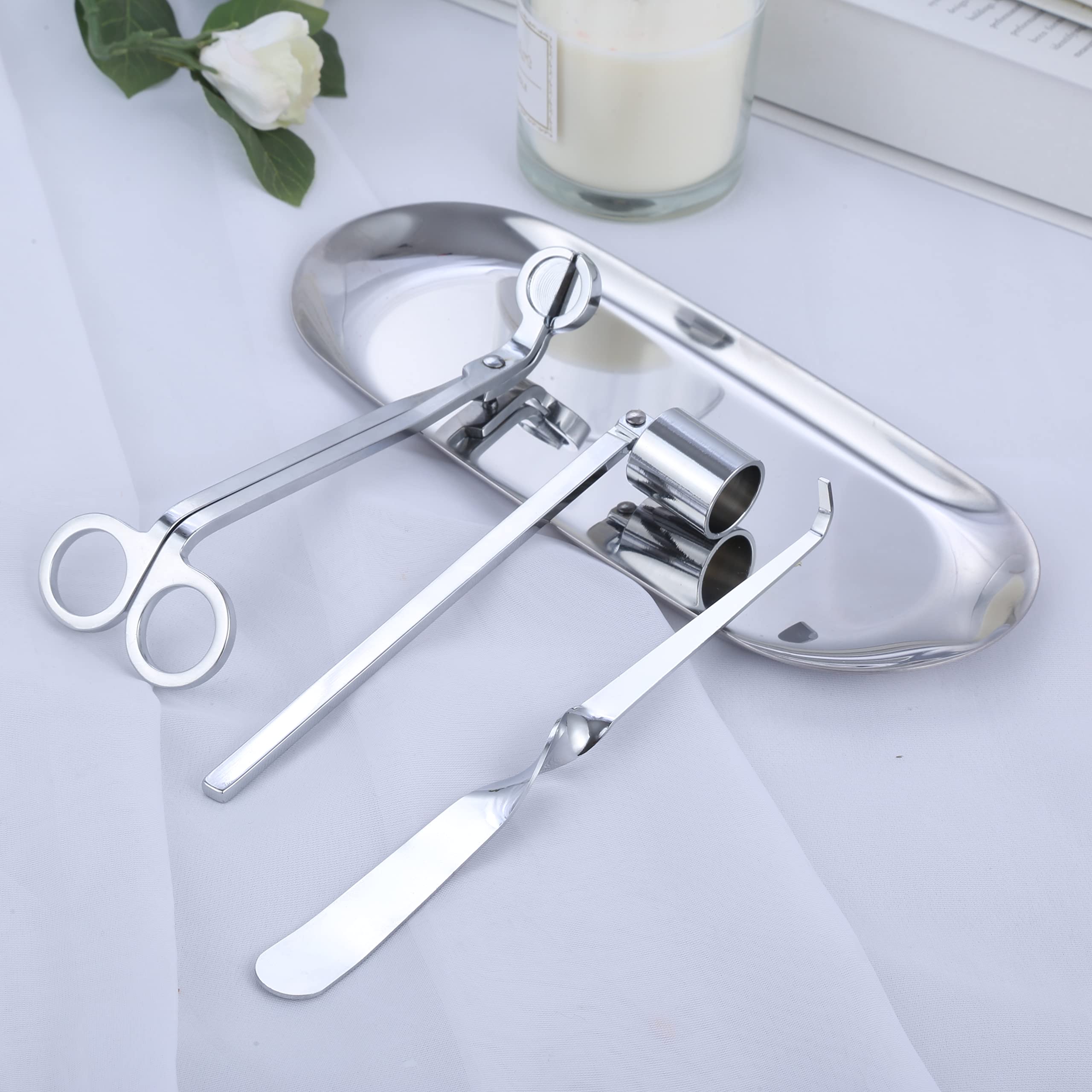 【送料無料】SURIEEN キャンドル火消し キャンドル火消しセット キャンドル消す キャンドルトリマー キャンドル用芯 キャンドル消し アロマランプ家庭用 ろうそく消 仏壇用キャンドルアクセサリー キャンドル 仏具 キャンドル 火消しツール スナッファー 仏壇 4点セット