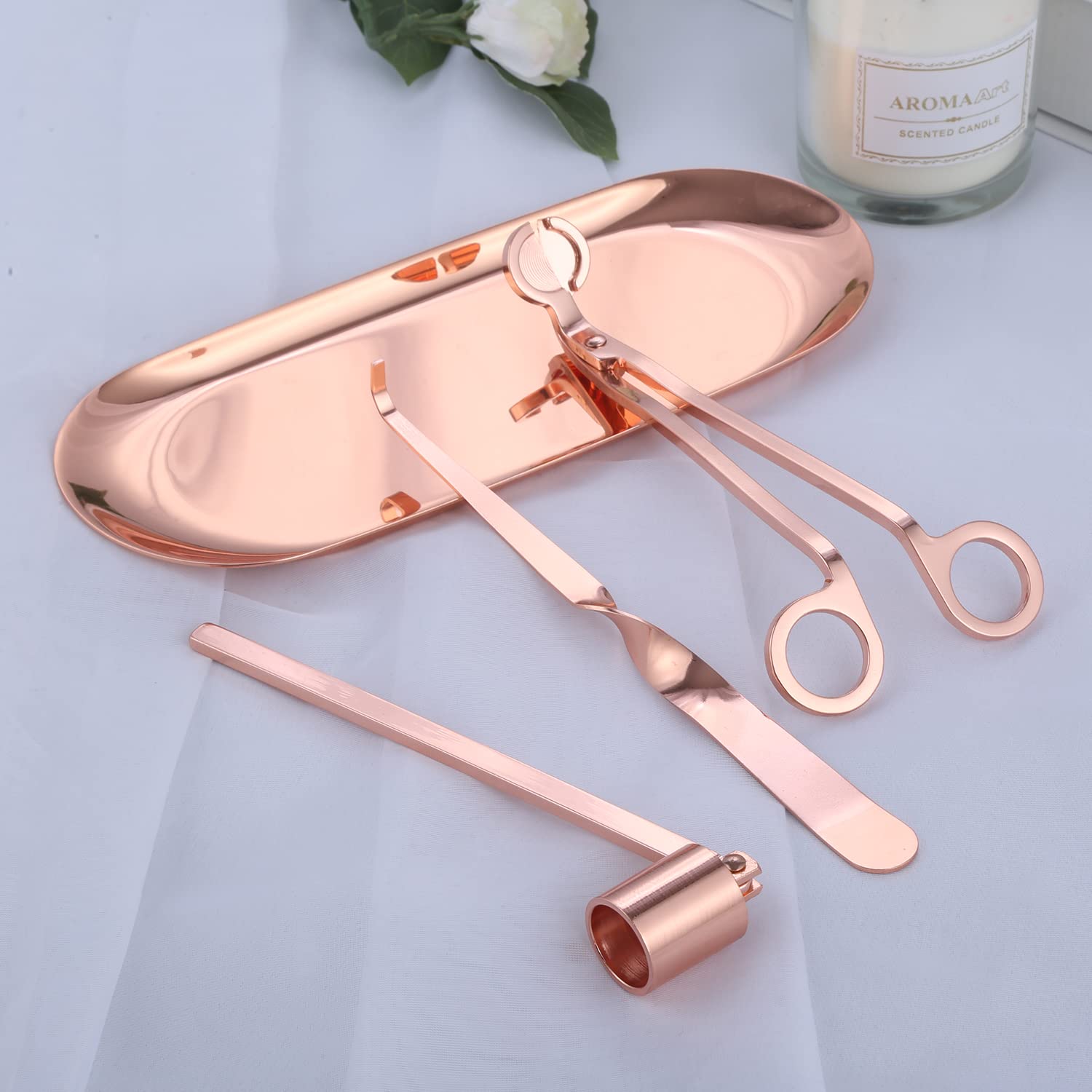 【送料無料】SURIEEN キャンドル火消し キャンドル消す キャンドル火消しセット 芯切りはさみ キャンドルトリマー キャンドル用芯 アロマランプ家庭用 ろうそく消 仏壇用キャンドルアクセサリー キャンドル 仏具 キャンドル 火消しツール スナッファー 仏壇 4点セット