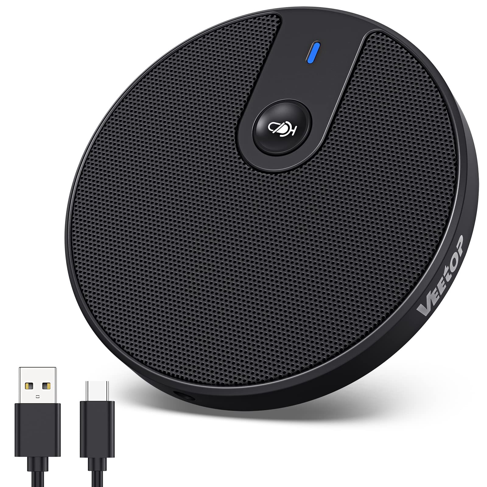 【送料無料】Veetop PCマイク 会議用マイク パソコンマイク 360全指向性 最大10人まで対応 ミュート機能 3.5mmイヤホンジャック付き 卓上 コンパクト 軽量 web会議 Webチャット ゲーム実況 オンライン会議 Windows/mac/ZOOM/Youtube/Teams/Skypeなど対応 日本語説明書付