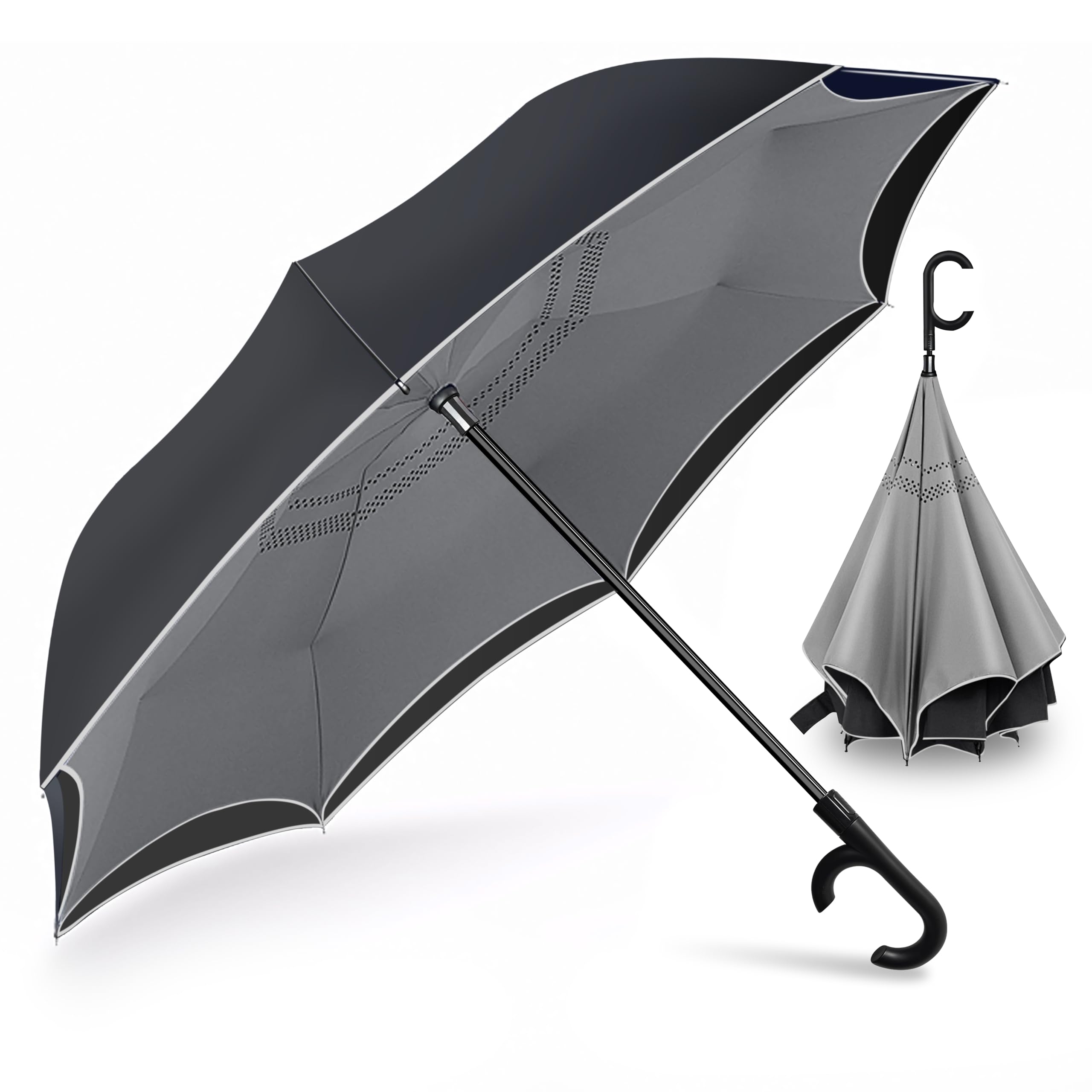 【送料無料】Dlin 逆折り傘 逆さ傘 メンズ 逆転傘 風に強い傘 大きい 熱中症対策 手離れC型手元 自動閉..