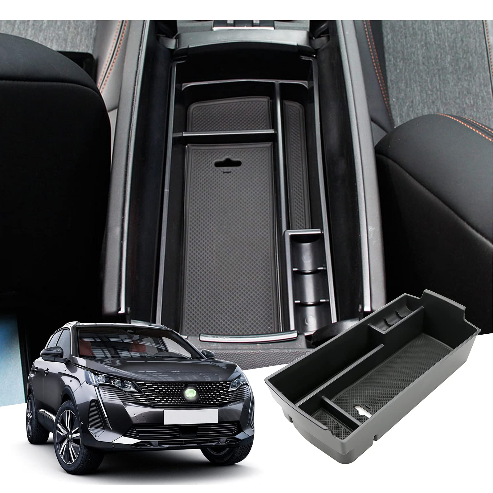 【送料無料】【GAFAT】Peugeot プジョー 3008 5008 2代目 2017年〜2013年 専用 車用収納ボックス 外付コンソールボックス 内装パーツ センターコンソールボックス アームレストボックス ドレスアップ ABS材質製 収納ボックス 小物入れ 滑り止め