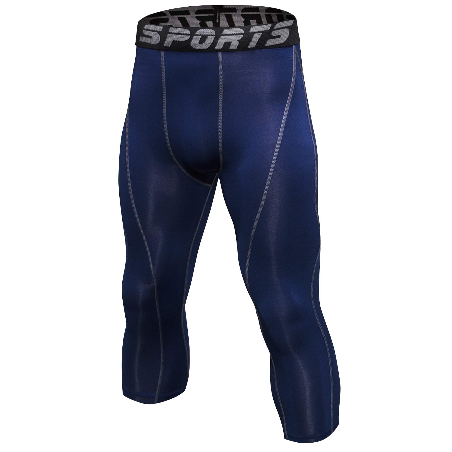 【送料無料】[Sillictor] スポーツ スパッツ メンズ パワーストレッチ 7分丈 アンダーウェア コンプレッション タイツ [UVカット + 吸汗速乾] yc1051na-XL