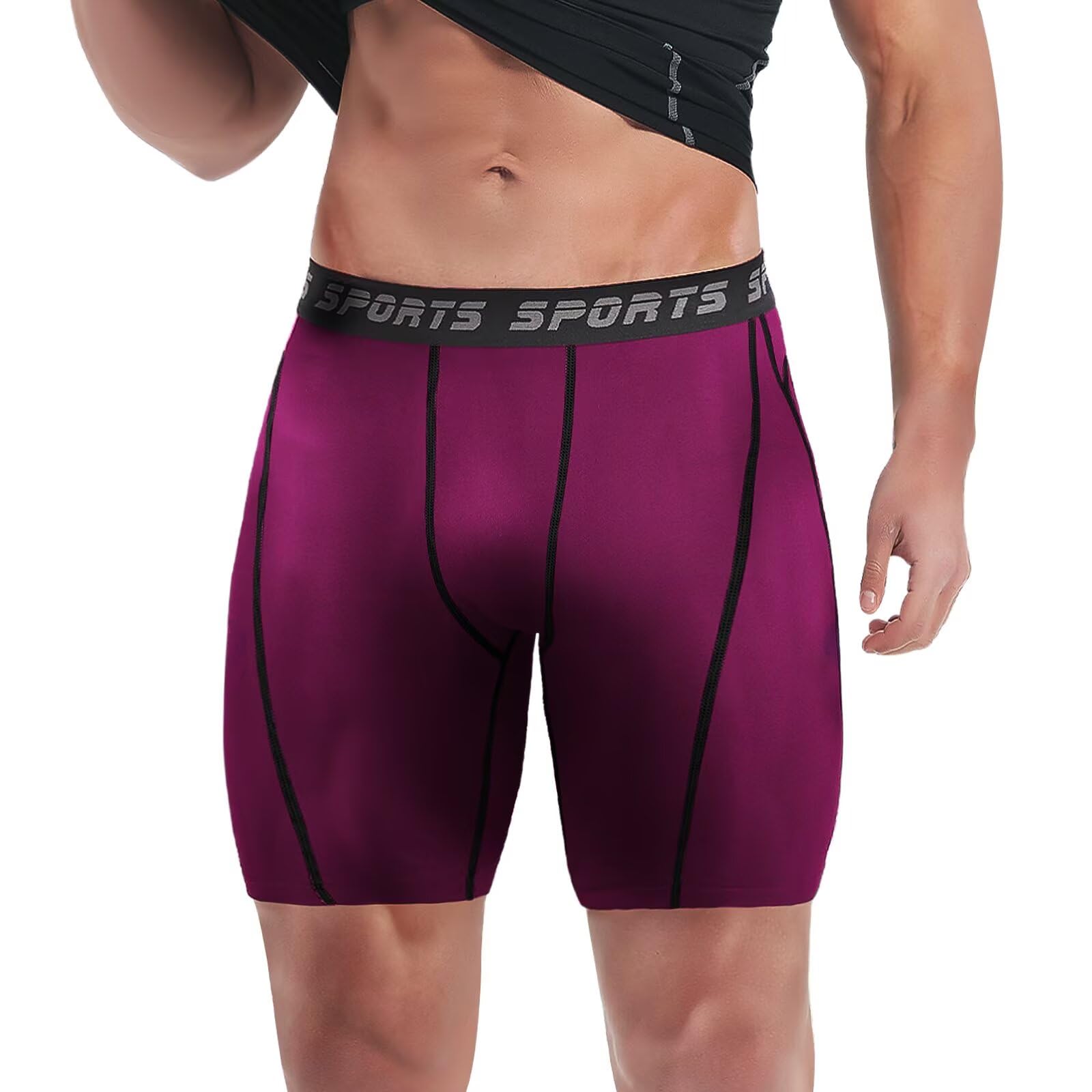 【送料無料】[Sillictor] コンプレッション ショーツ メンズ ショート スポーツ タイツ レギンス ハーフ スパッツ [UVカット + 吸汗速乾] yc1054レッド L