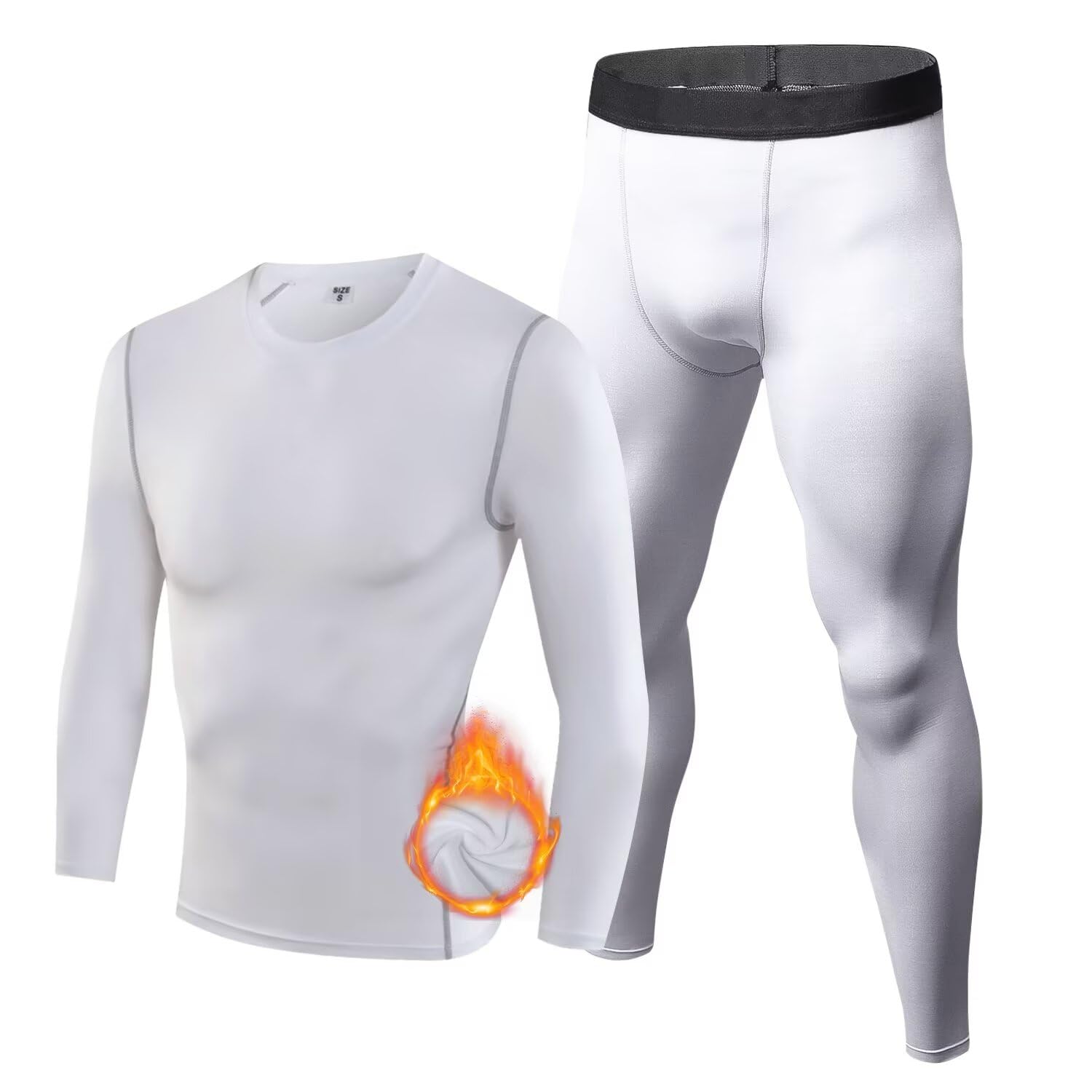 【送料無料】[Sillictor] あったかインナー 防寒肌着 上下セット メンズ 裏起毛 コンプレッション インナーシャツ + インナースパッツ 冬用 アンダーウェア スキー 山登り インナー [通気速乾 + 防寒保温] yc1021+1022wh-2XL