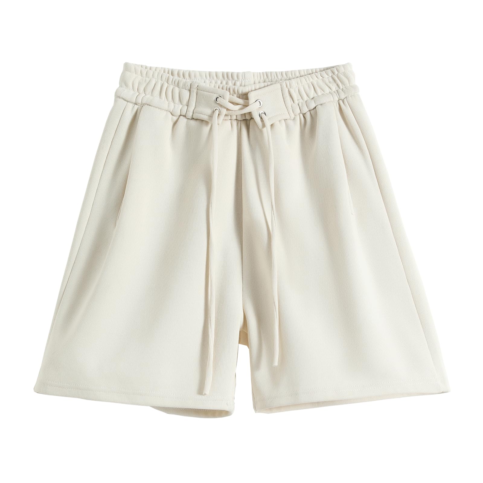 【送料無料】Blostirno ショートパンツ レディース スポーツ 5分丈 短パン ゴム ハイウエスト カジュアル 無地 夏（JP0105WH-S）