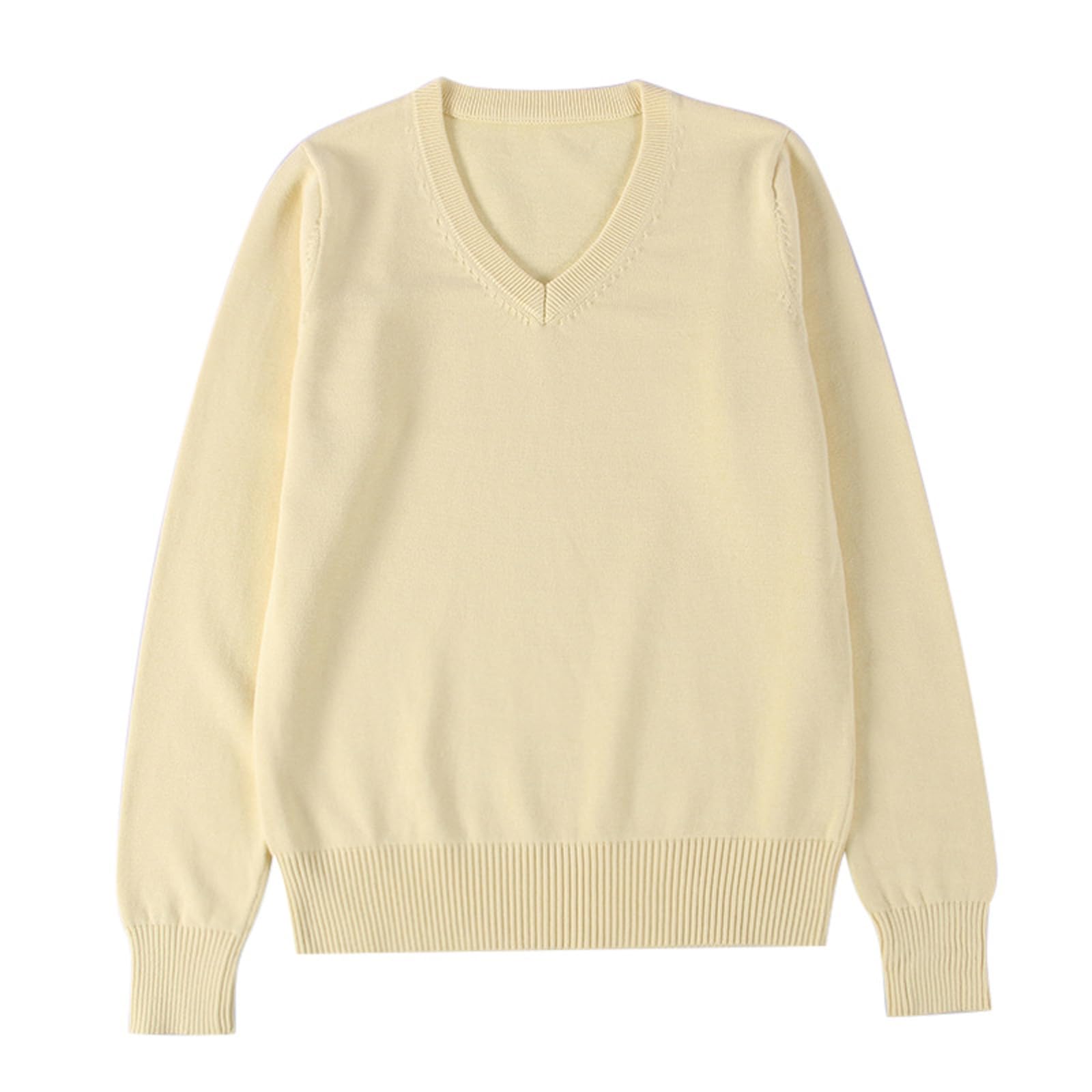 【送料無料】[Blostirno] スクールセーター 女子 Vネック セーター 制服 学生 無地 綿 女子高校生（JP0..