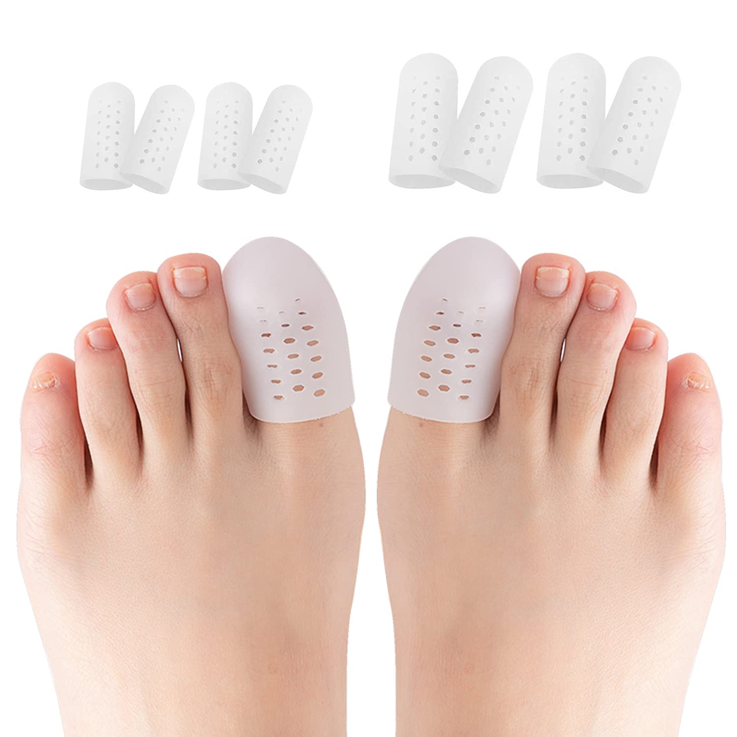 【送料無料】RICISUNG 足指 足爪 8個 足指保護キャップ つま先 クッション 指サポーター シリコン 足指サポーター 指サック 衝撃吸収 ジェルクッション 足指プロテクター 通気性 水疱用
