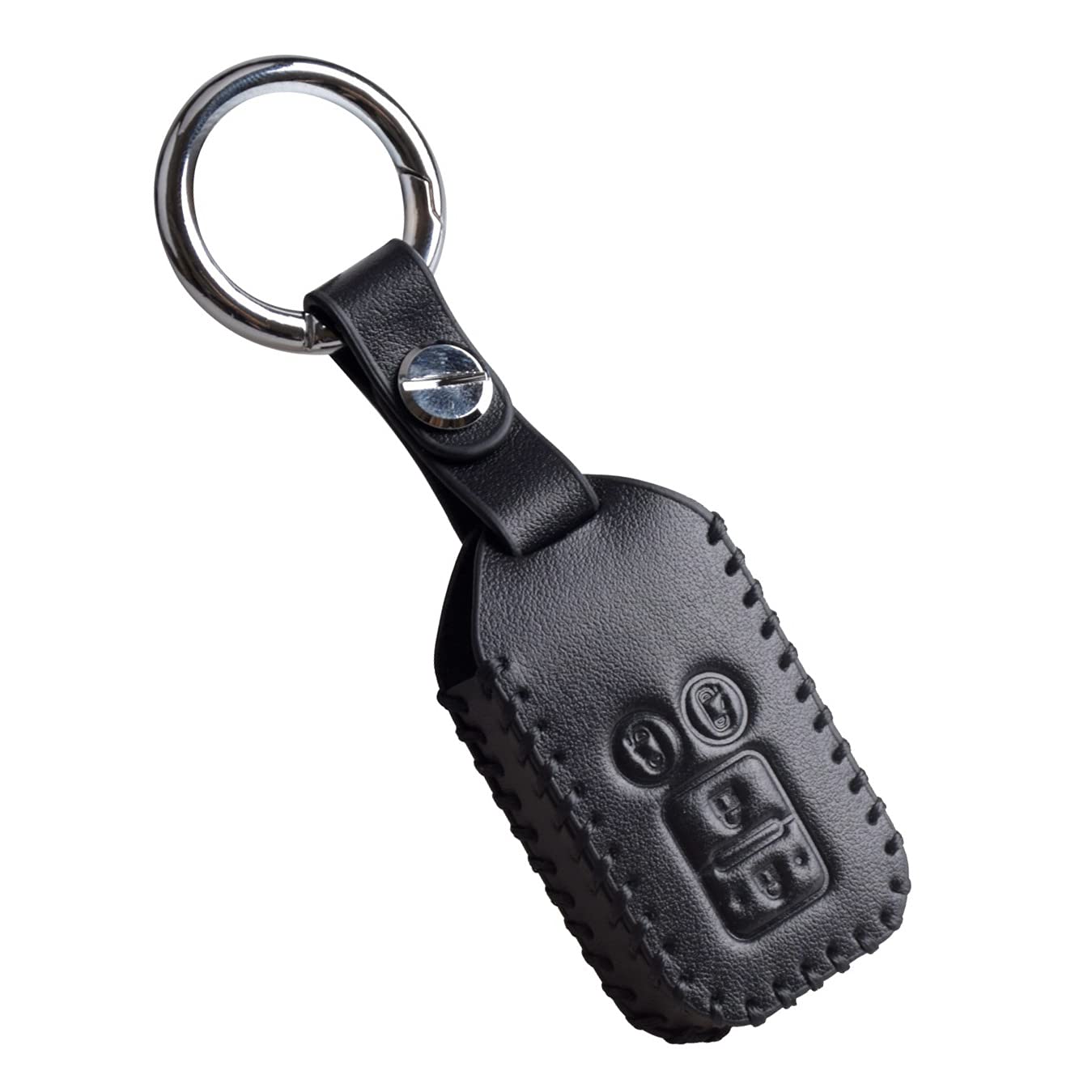 【送料無料】YANMW スズキキーケース 両側スライドドア専用 キーホルダー 適合スズキ新型スペーシア 新型スペーシアカスタム ソリオ フレアワゴン スマートキーケース キーカバー 本革キーホルダーレディース かわい (4ボタン、ブラック)