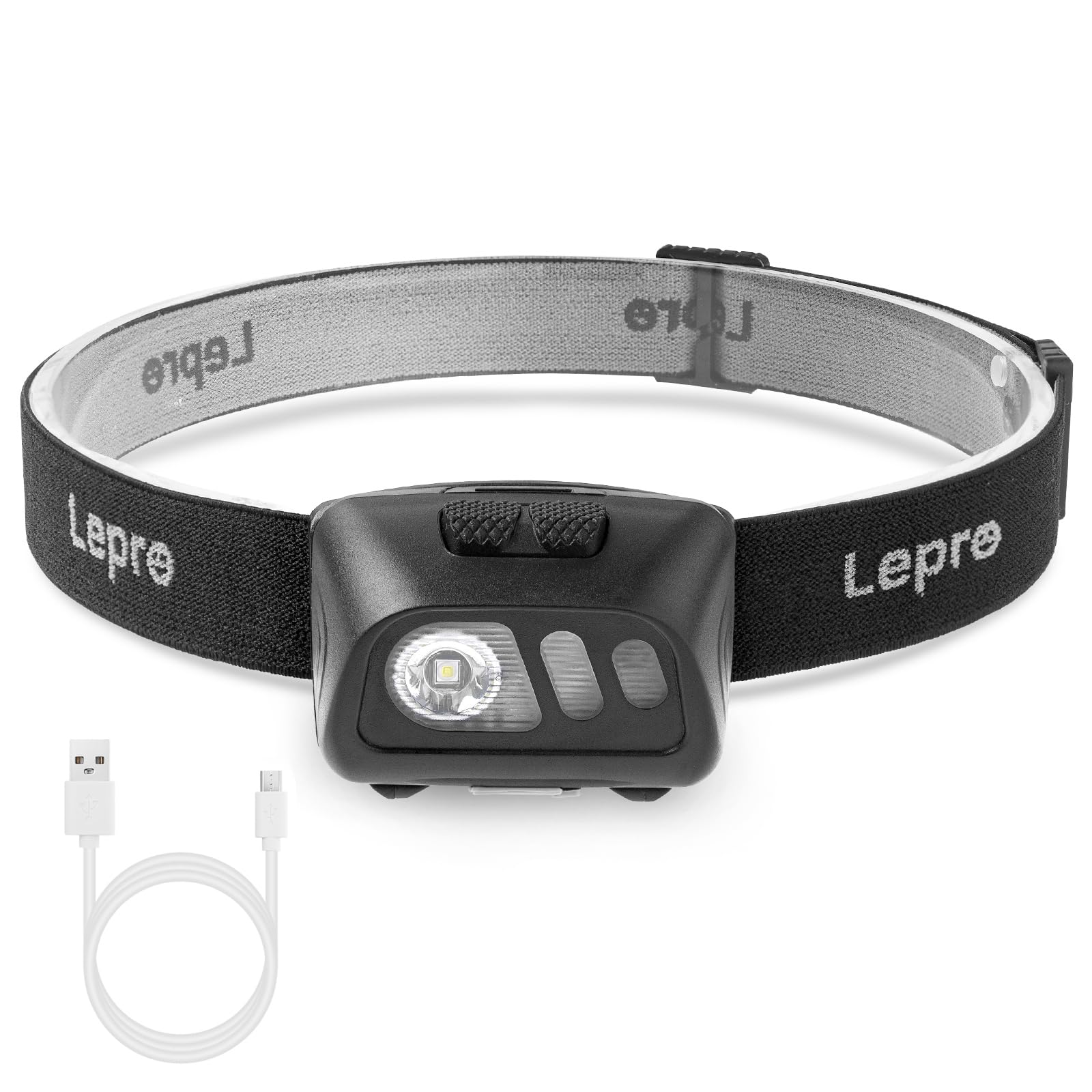 【送料無料】Lepro ヘッドライト 充電式 LED ヘッドランプ 防水 センサー付き 明るい ledヘッドライト 手振り【白光＆赤光/5つ点灯モード/実用点灯20時間/60°角度調整可/USBケーブル付き】 夜釣り 登山 キャンプ 作業 頭につけるライト ジョギング ハイキング アウトド