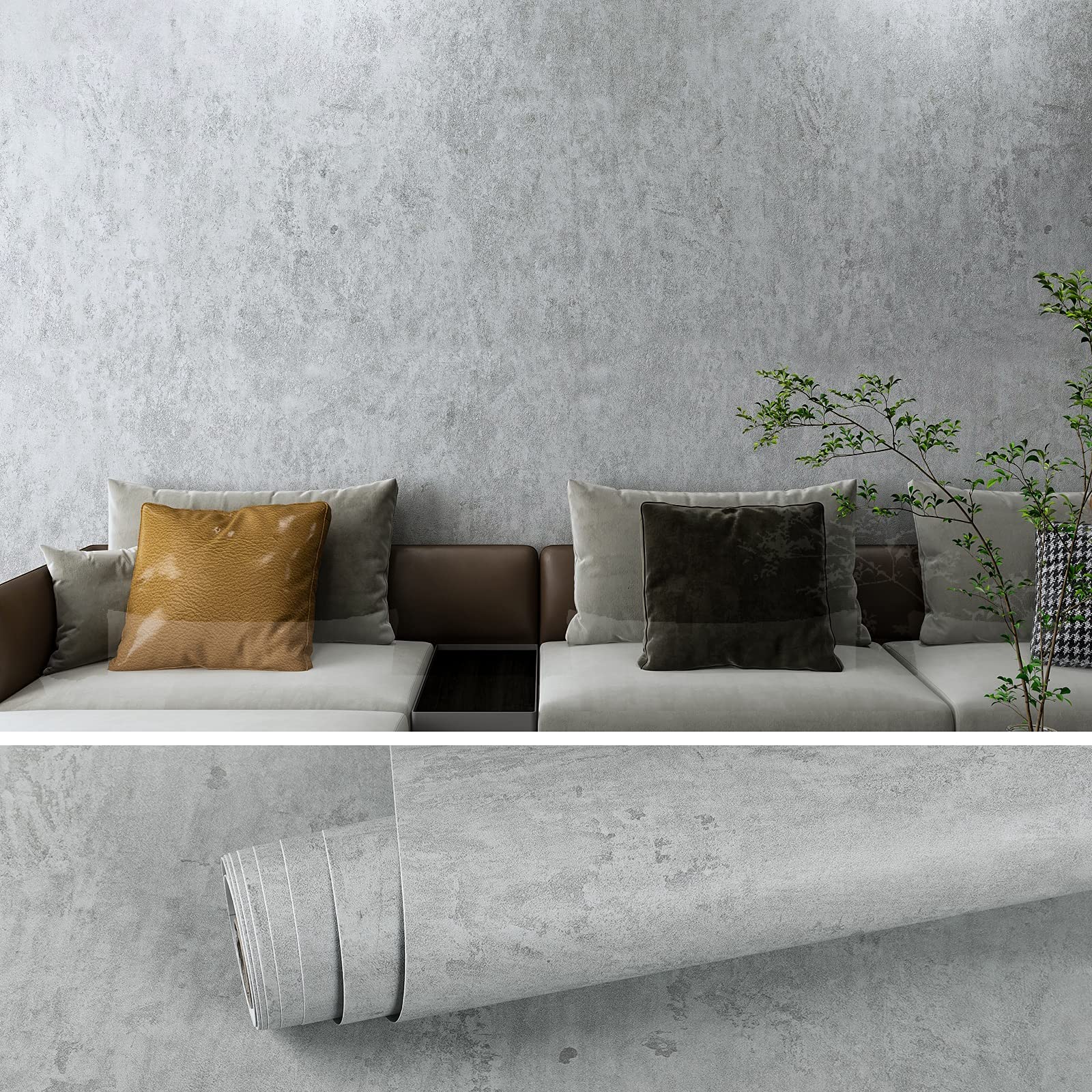 【送料無料】VEELIKE 壁紙シール コンクリート調 グレー つや消し リメイクシート 40cmx300cm リフォームシート カッティングシート 剥がせる のり付き 簡単に貼付け 防油 防カビ 防湿 防潮 無毒無臭 ウォールステッカー インテリアシール おしゃれ 洋風 壁補修 補修シー