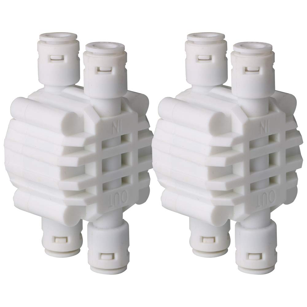 【送料無料】CESFONJER 2パックRO逆浸透クイックコネクト継手、1/4 "自動シャットオフバルブ、（冷蔵庫冷凍庫水フィルター配管継手または1/4" Lldpe水道管を備えた任意の給水システム）