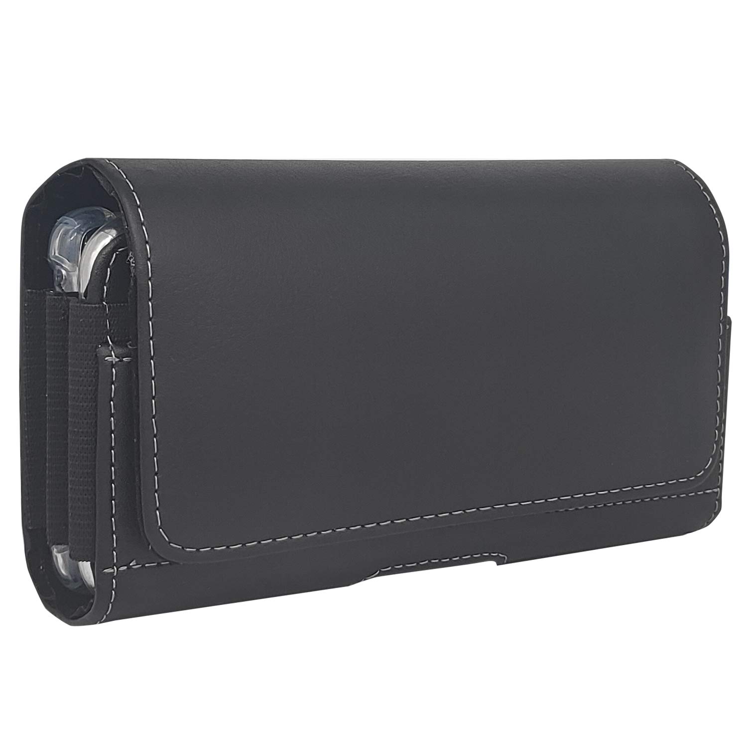 【送料無料】QBeau ベルトケース 携帯電話用 横型 2台収納スマホポーチ iPhone 12 mini,iPhone 12,iPhone 12 Pro,iPhone 11 Pro,iPhone SE,iPhone 8,iPhone 7,iPhone 6S スマホケース ベルトホルダー ベルト通し付き ビジネス ブラック