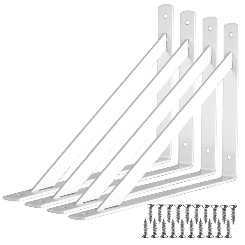 【送料無料】LUCKYBEE L字型 棚受け金具 アイアンブラケット 4本セット 冷間圧延鋼 ビス付き テーブル..