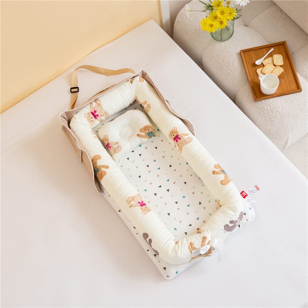 【送料無料】Luddy ベビーベッド 新生児 枕付き ベッドインベッド 折りたたみ式 携帯型ベビーベッド 添..