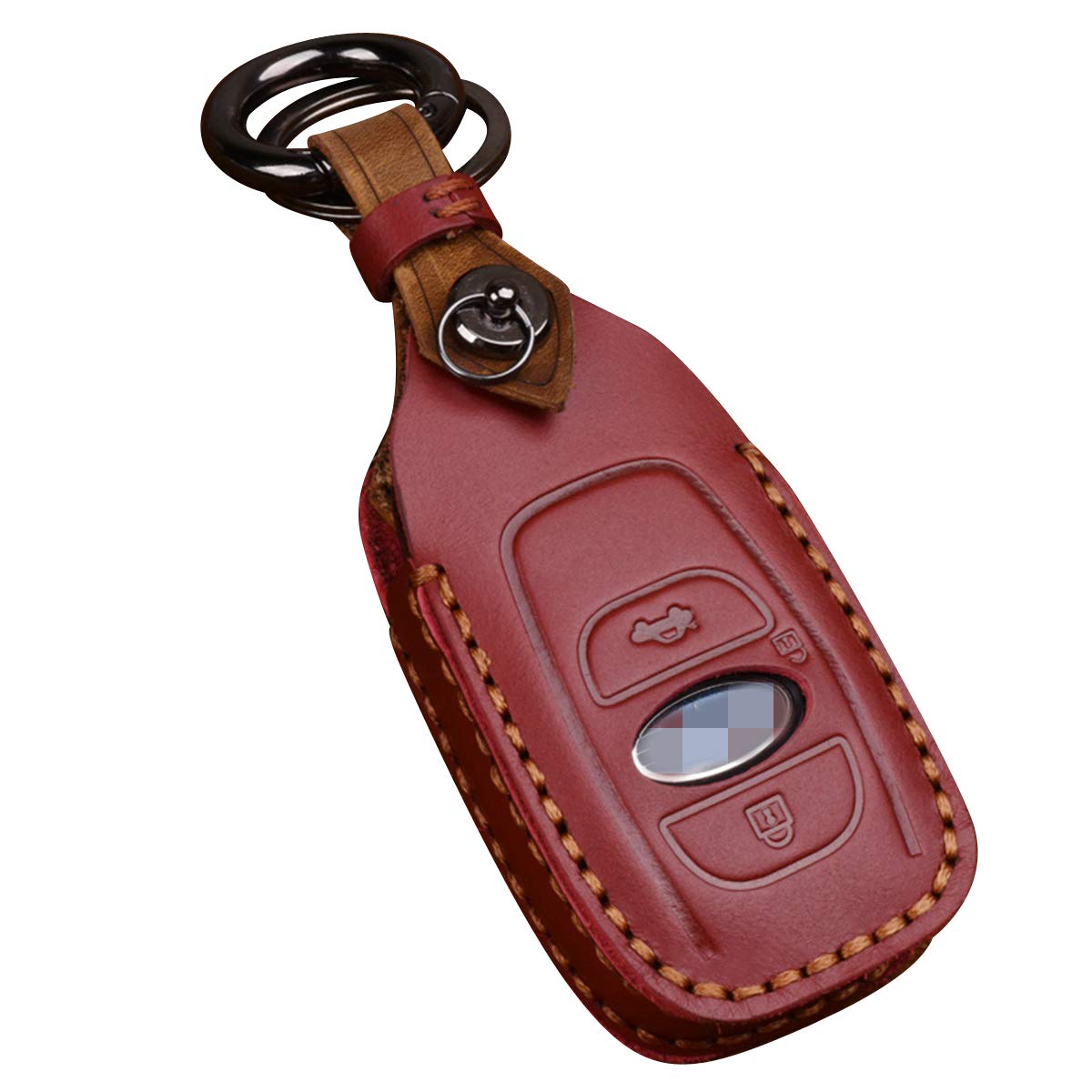 【送料無料】[YANMW] 適合 スバル キー ケース 本革 レザー製 キーケース キーカバー フレヴォーグ レガシィ B4 インプレッサ G4 WRX S4 STI XV Outback Forester BRZ スマピタくんタスタイリッシュ 汚れ 滑り 傷 防止(赤)