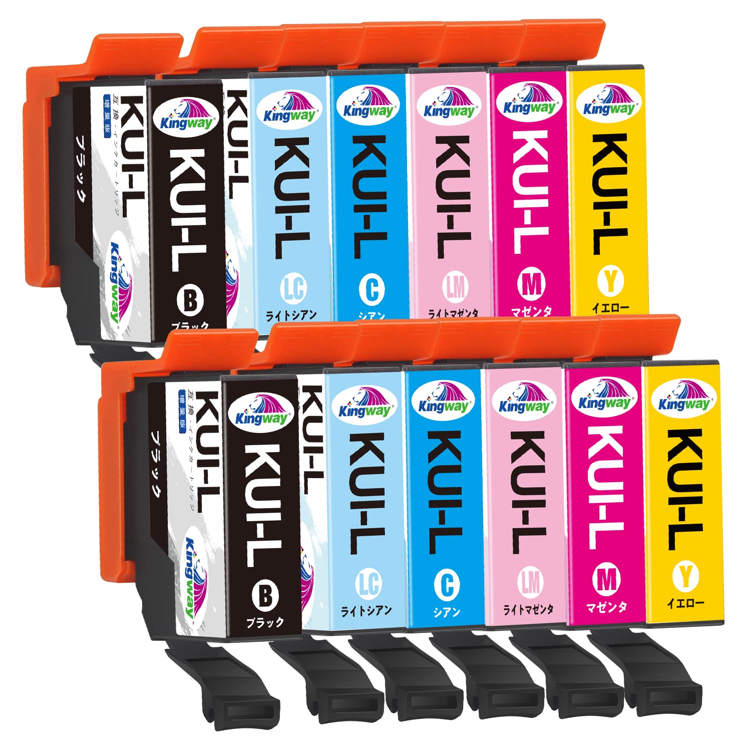 【送料無料】Kingway KUI-6CL-L エプソン 互換 インクカートリッジ KUI クマノミ KUI-6CL 6色パック×2（計12個) 互換インク 残量表示機能 増量タイプ インク EP-880AW EP-880AB EP-880AR EP-880AN EP-879AW EP-879AB EP-879AR