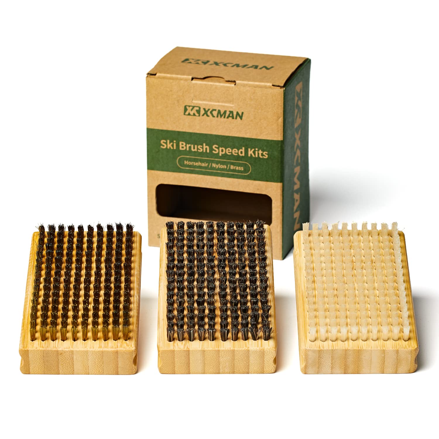【送料無料】XCMAN スキー スノーボード ワックスがけブラシ スピード キット - ナイロン/真鍮/馬毛 3 ..