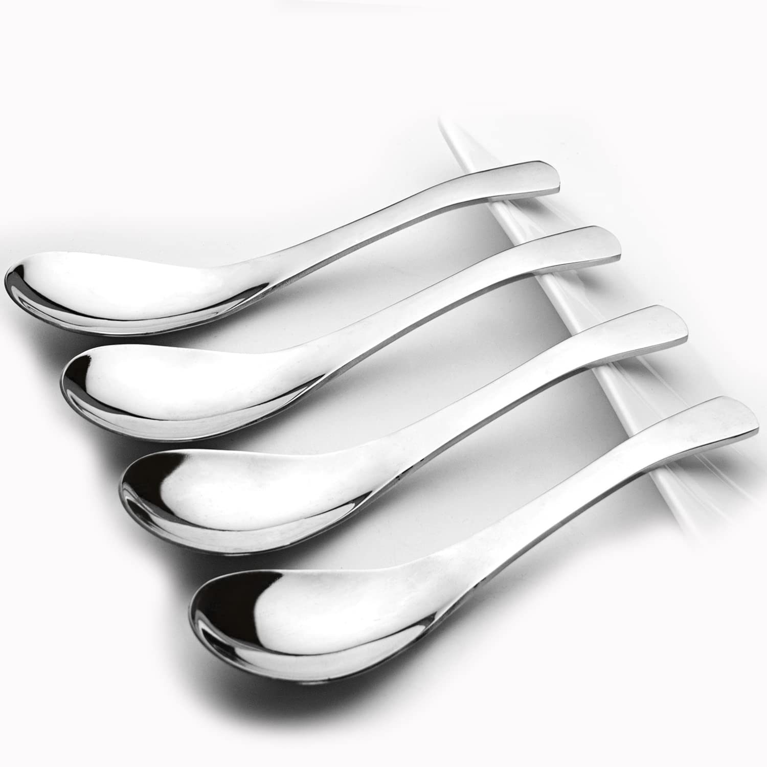 【送料無料】AOOSY レンゲ 4本 肉厚約1mmステンレス鋼スプーン 15cm スープスプーン ガレースプーン 抗菌 レンゲ 味噌用スプーン 湯豆腐スプーン ...