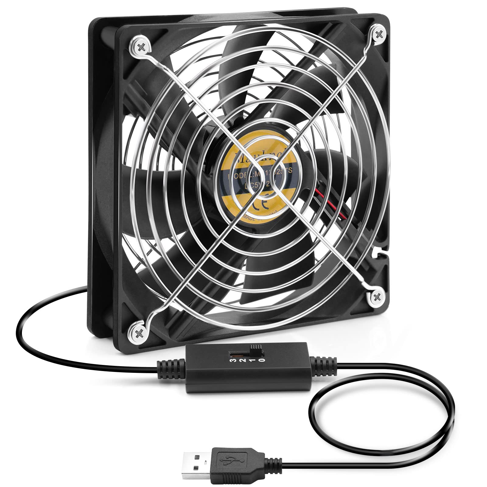 【送料無料】Mauknci USB ファン 3段階風量調整 5V 静音 12cm USB 冷却ファン 長時間稼働可 PS4ゲーム..