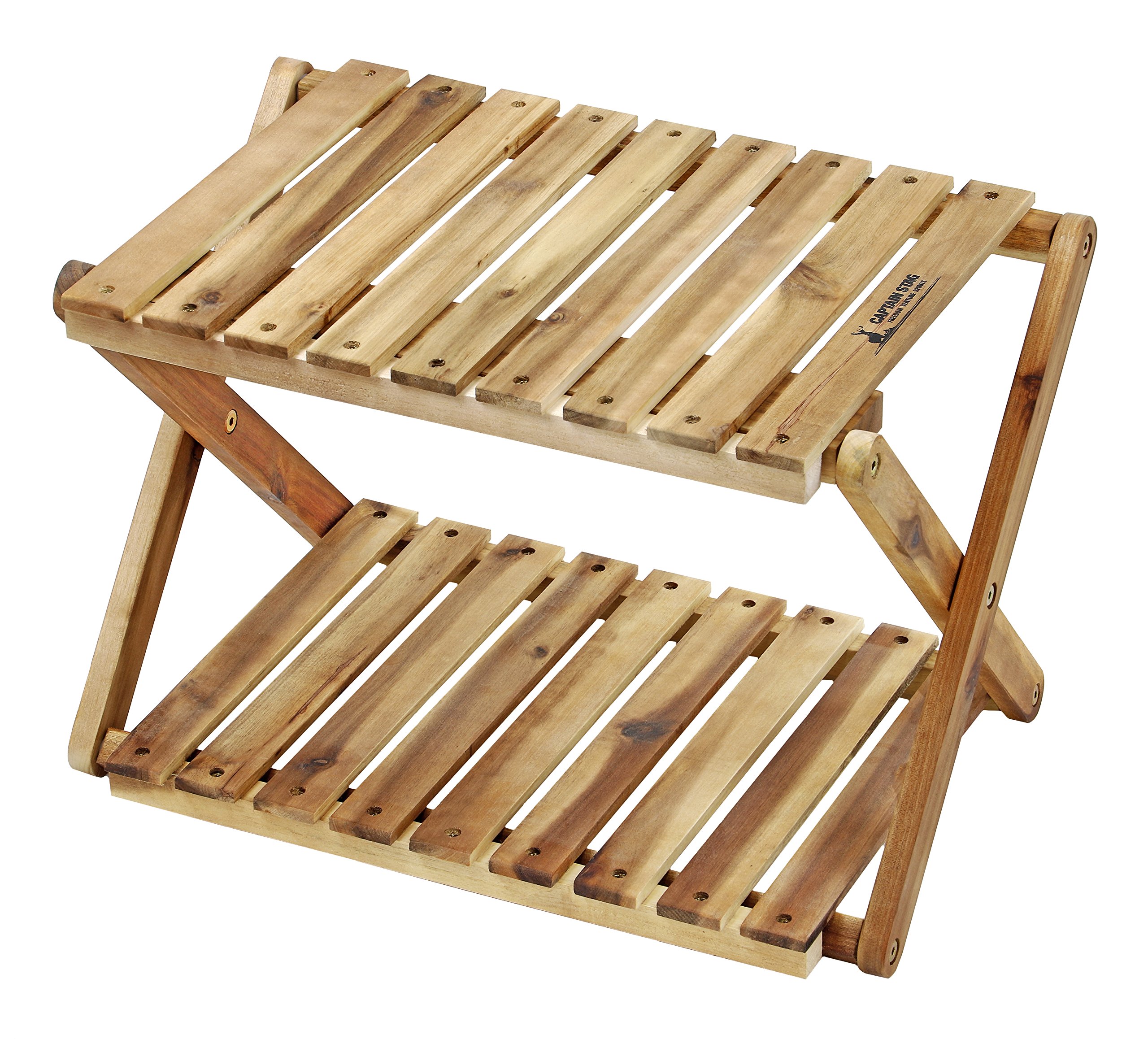 【送料無料】キャプテンスタッグ(CAPTAIN STAG) キャンプ ベランダ 収納棚 木製2段ラック MOVEラック W..