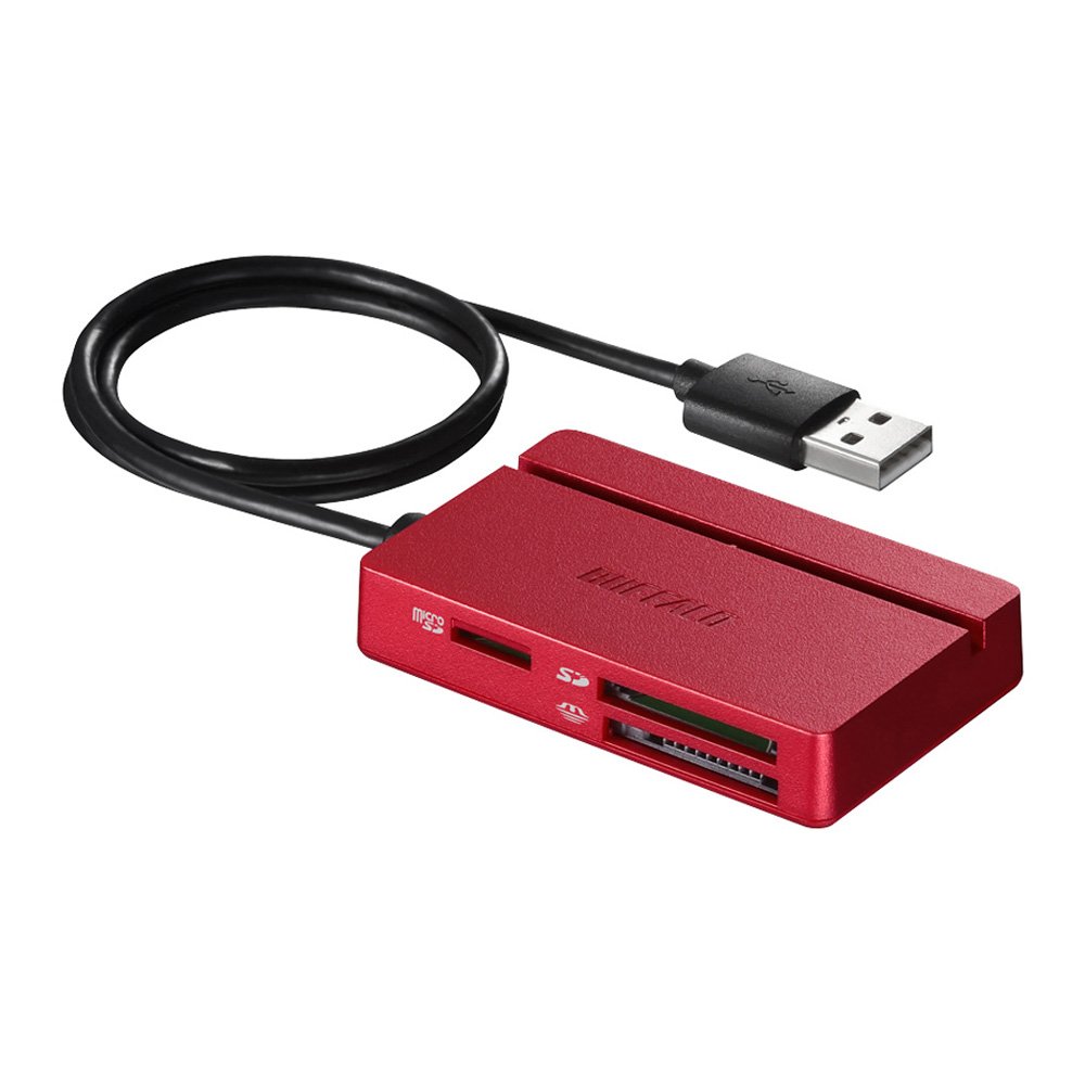 【送料無料】バッファロー BUFFALO USB2.0 マルチカードリーダー スタンダードモデル レッド BSCR105U2RD