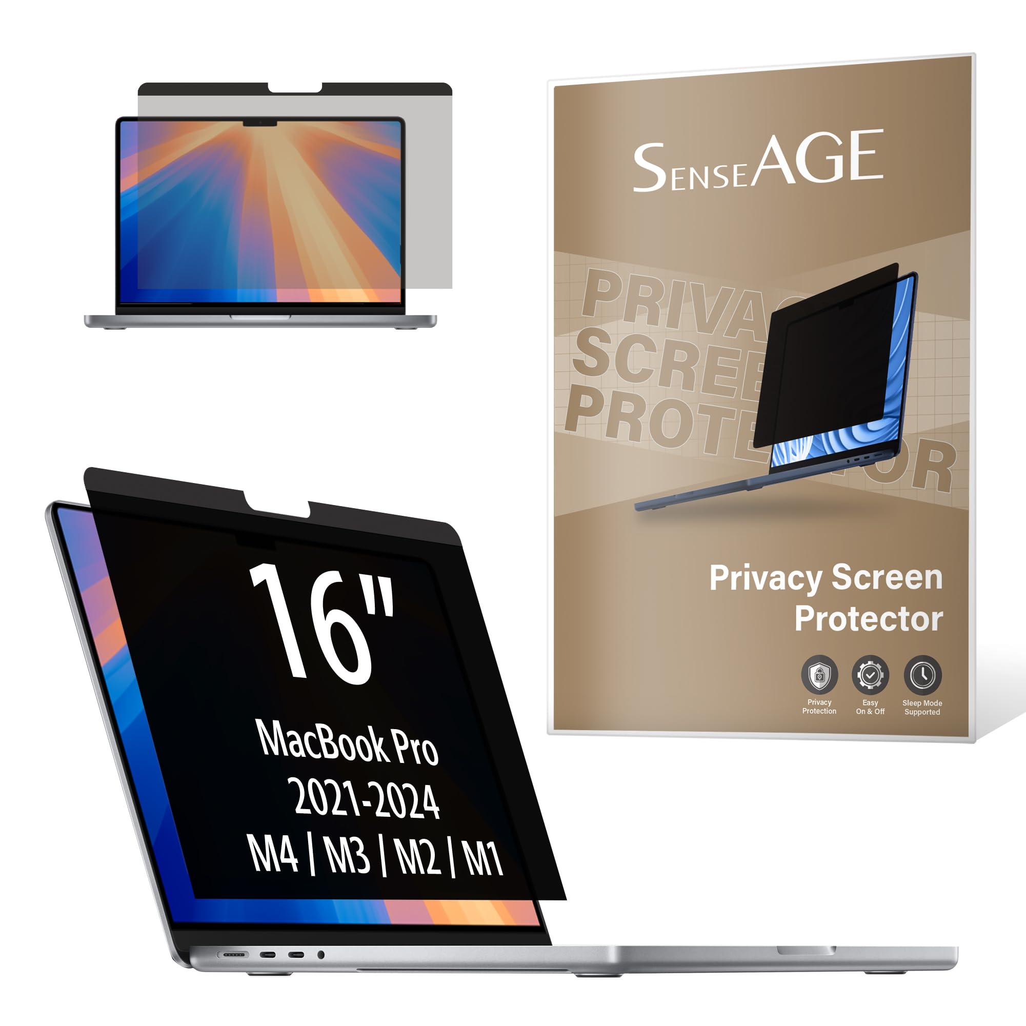 【送料無料】SenseAGE MacBook Pro 16インチ マグネット式 プライバシーフィルム 個人情報保護 覗き見..