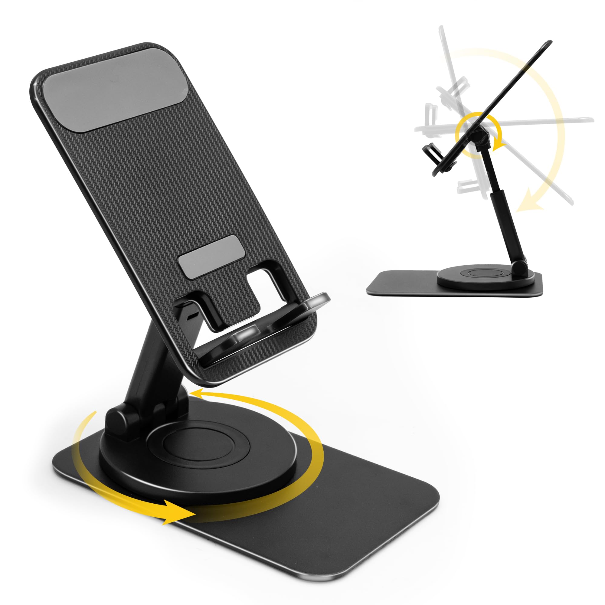 【送料無料】SenseAGE スマホスタンド 360度回転式 折り畳み式 高さ調整可能 角度調節可能 充電穴付き 縦置き/横置き 持ち運び 携帯スタンド スマホ/タップレトに対応