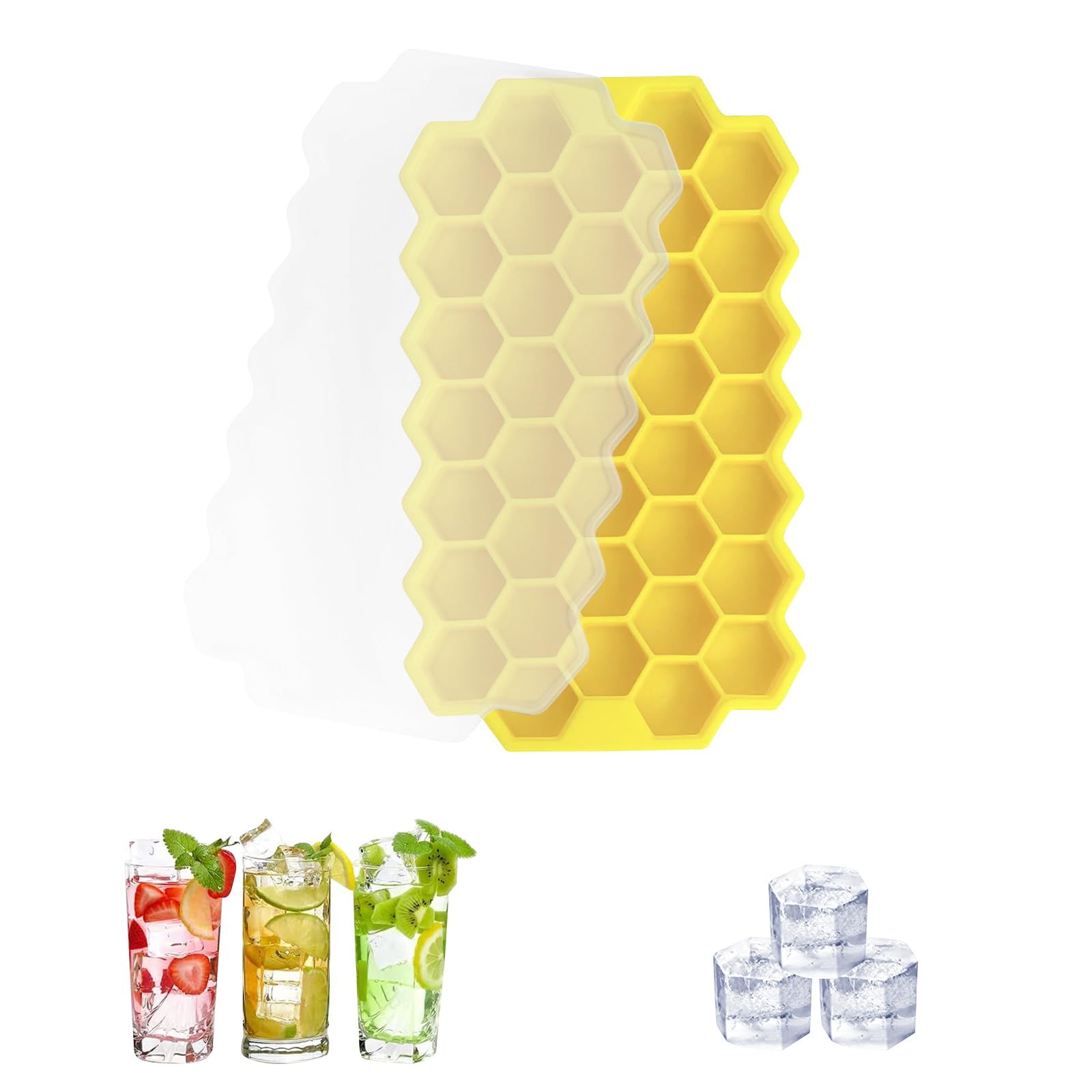 【送料無料】【BEAUTY PLAYER】製氷皿 蓋付き アイストレー シリコン 氷モールド 製氷器 お茶やお酒用氷が作れる 37個取り 氷の器 ハニカム型 バレンタインデーホワイトデーチョコレート作り フタ付き アイストレー